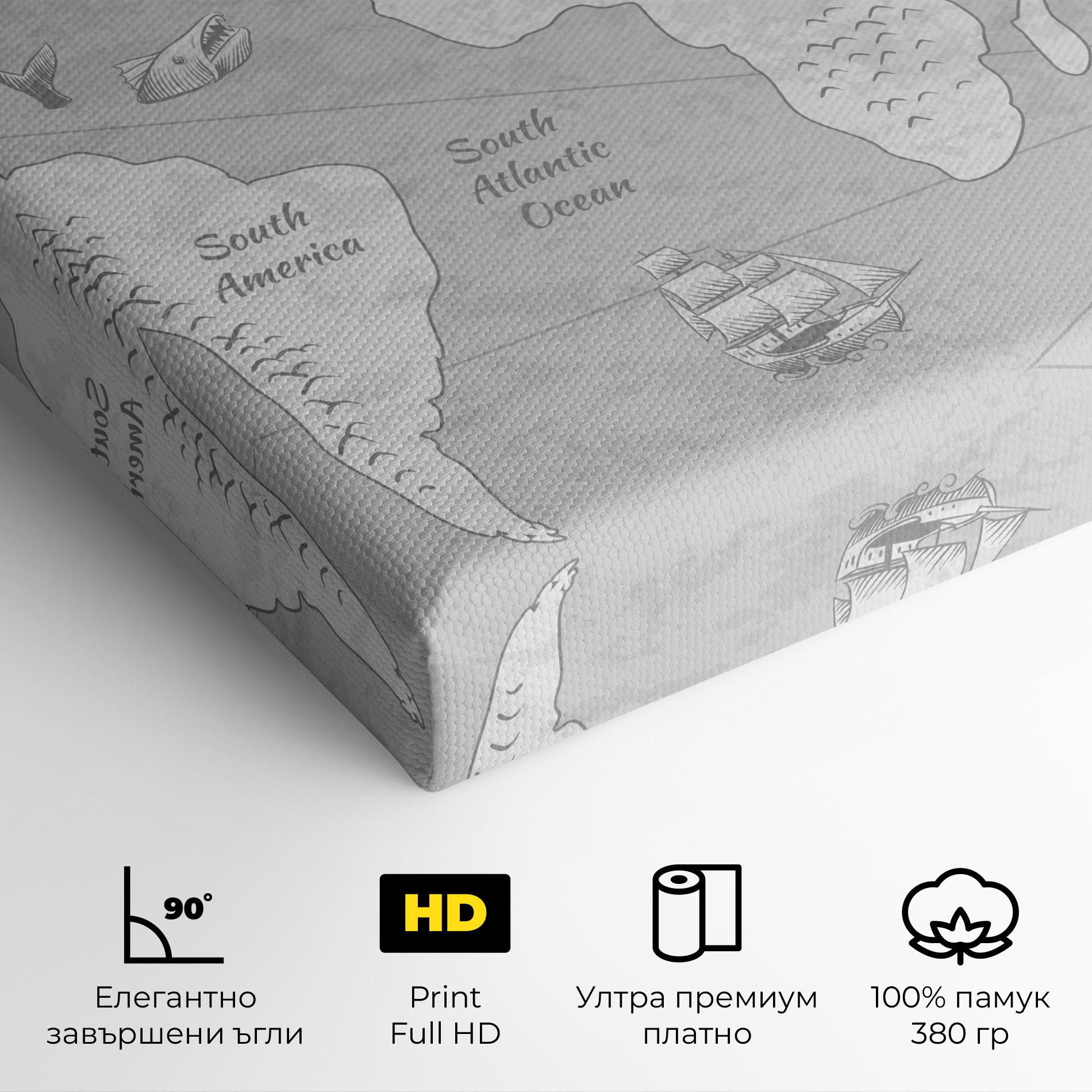 Картина на платно Grey Old Map mockup 4