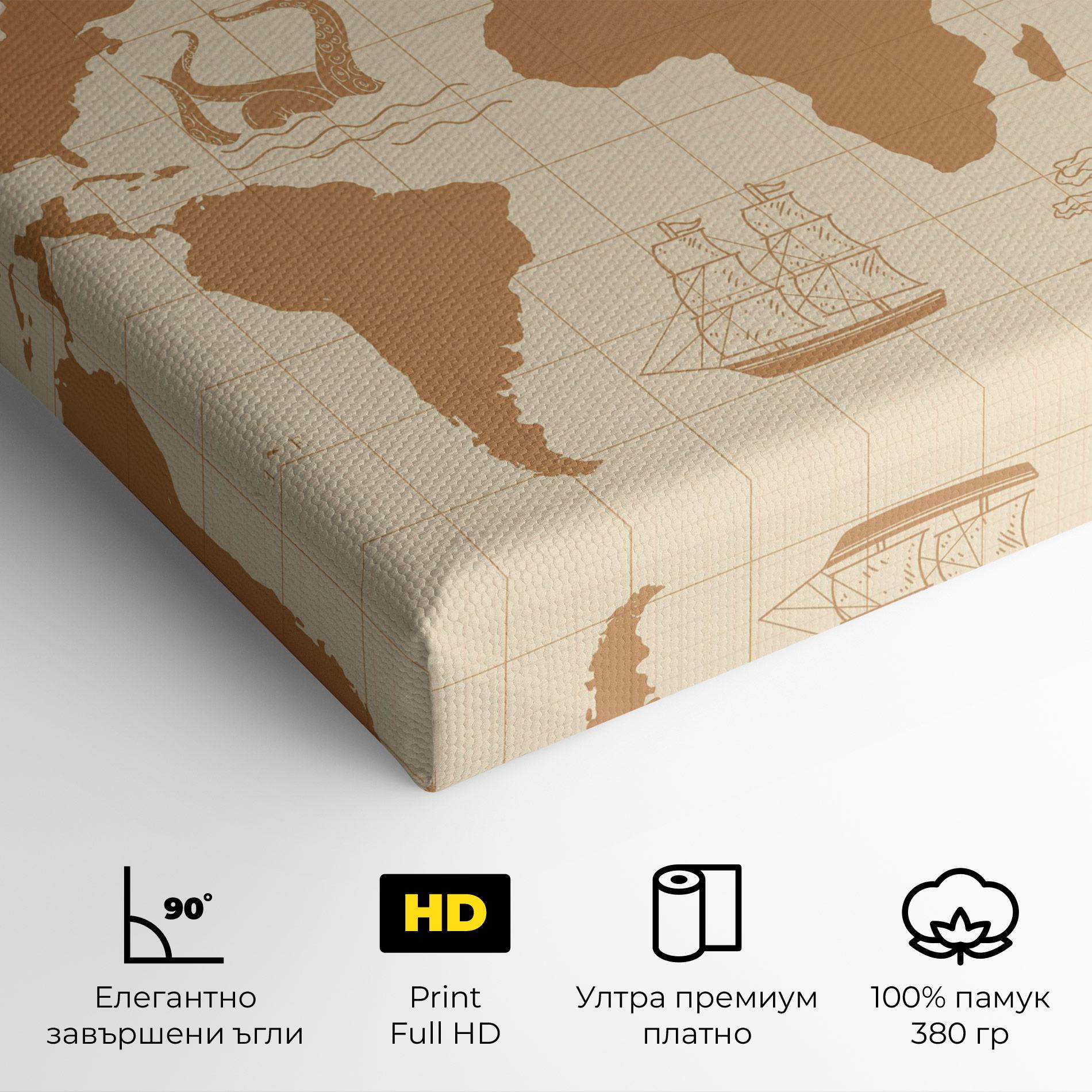 Картина на платно Light Cream Map mockup 4