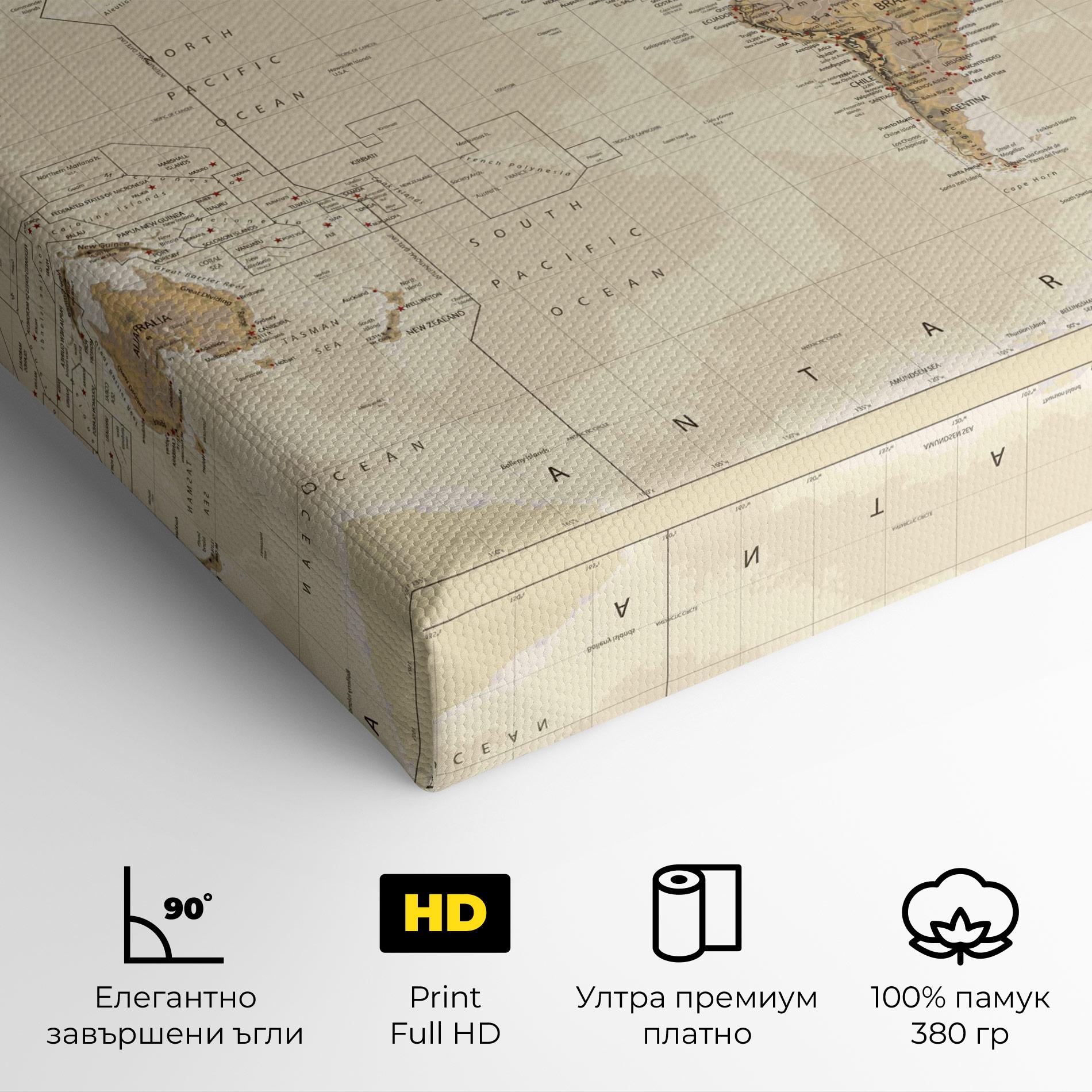 Картина на платно Old Canada Map mockup 4