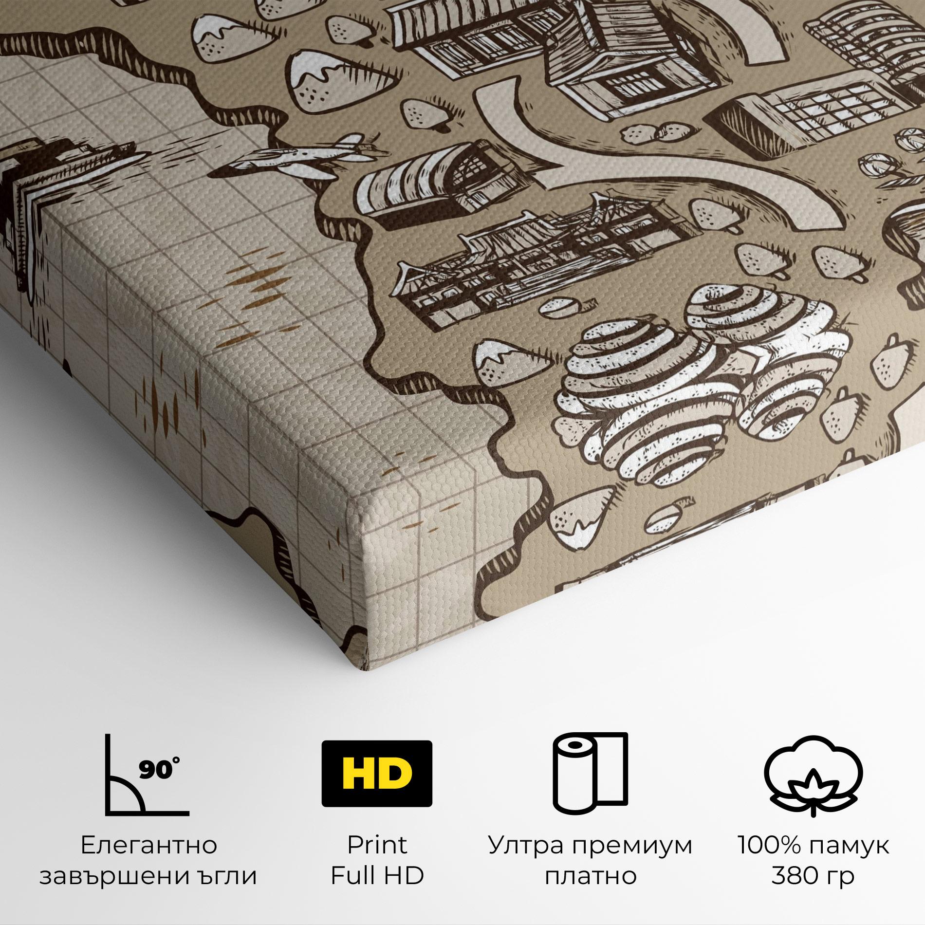 Картина на платно Old Korea Map mockup 4