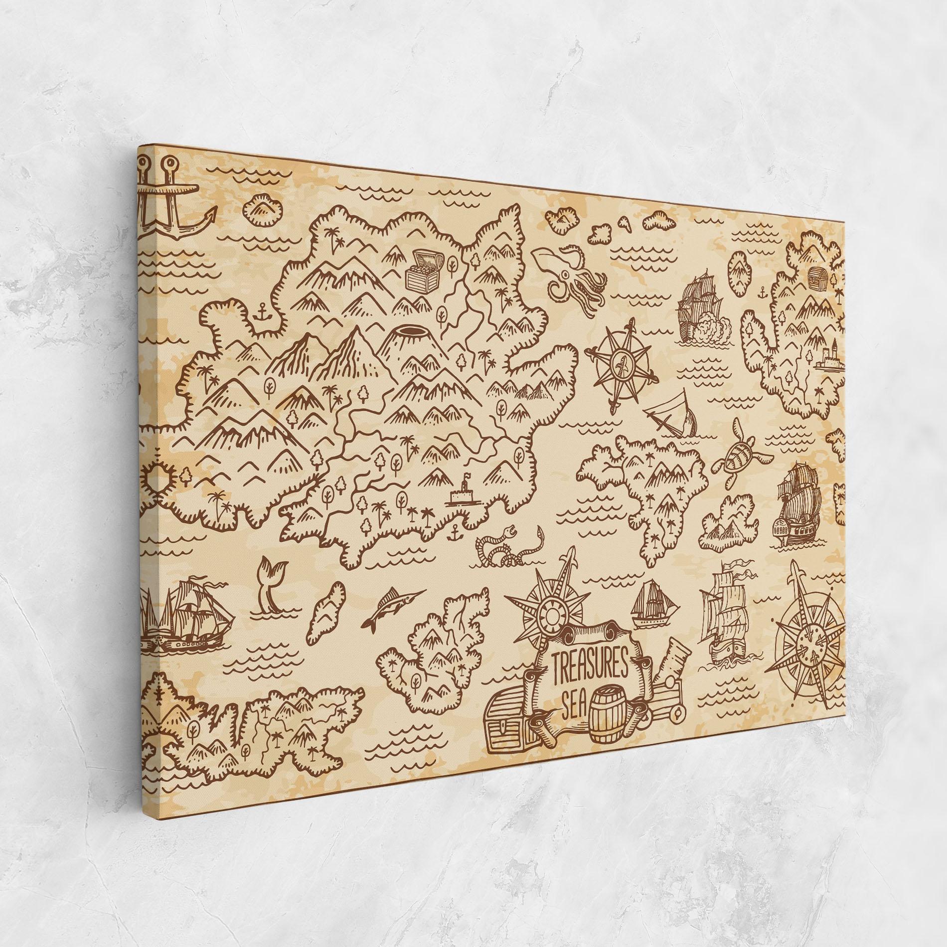 Картина на платно Cream Coffee Map mockup 1