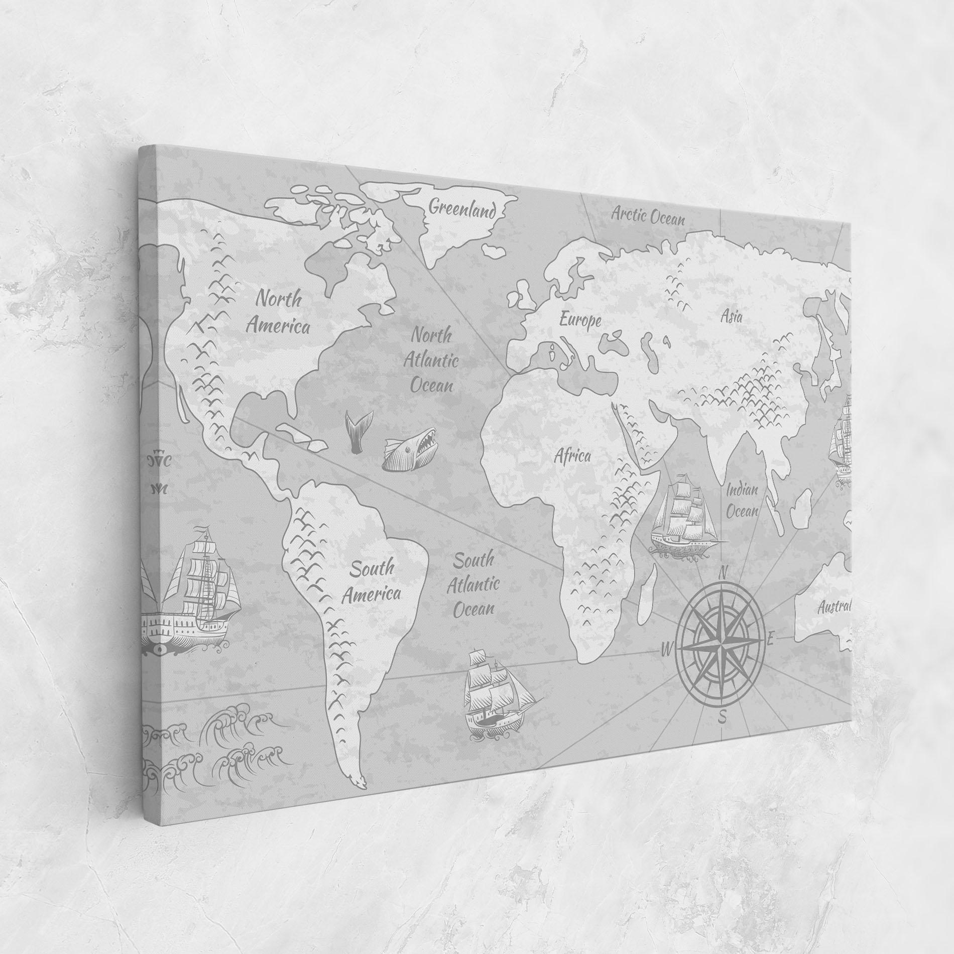 Картина на платно Grey Old Map mockup 1