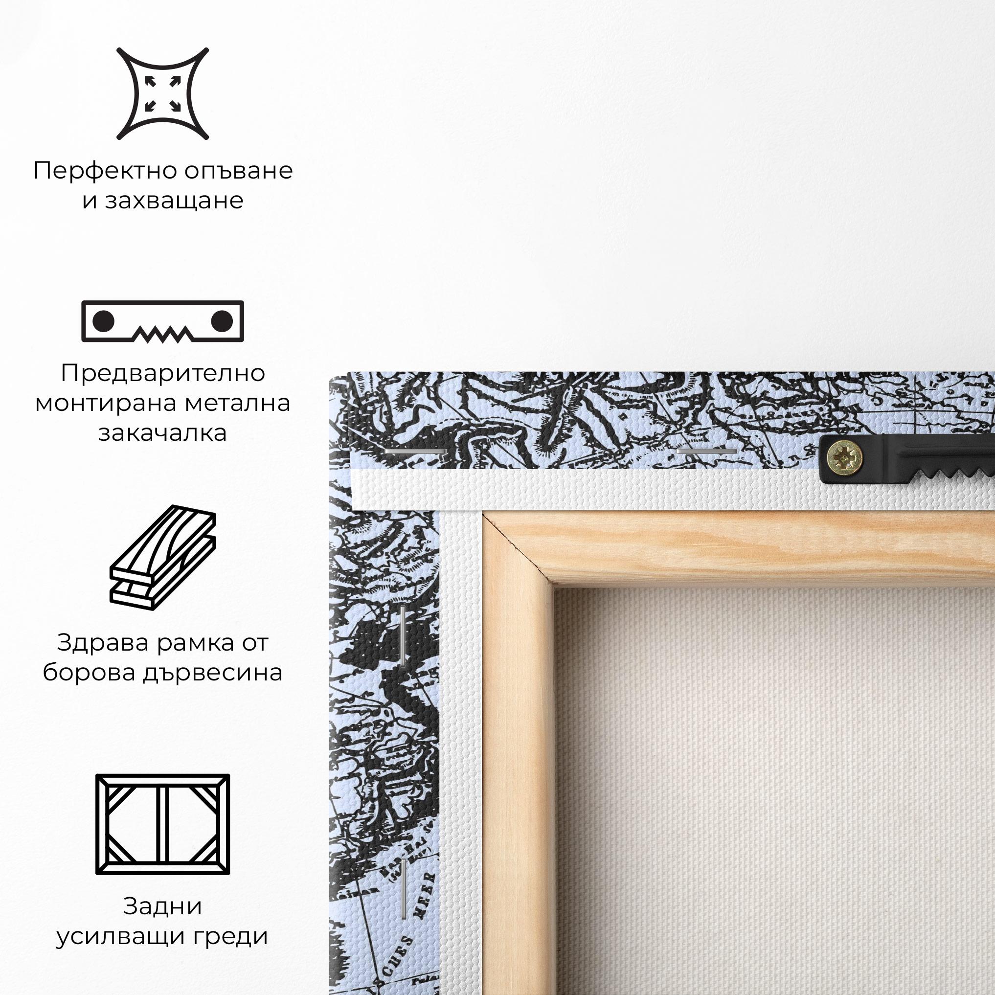 Картина на платно Blue Old Map mockup 5