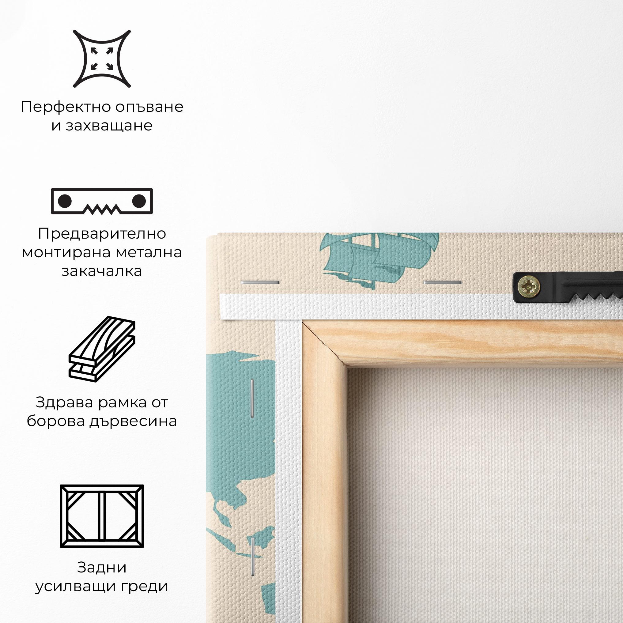 Картина на платно Cream Blue Map mockup 5