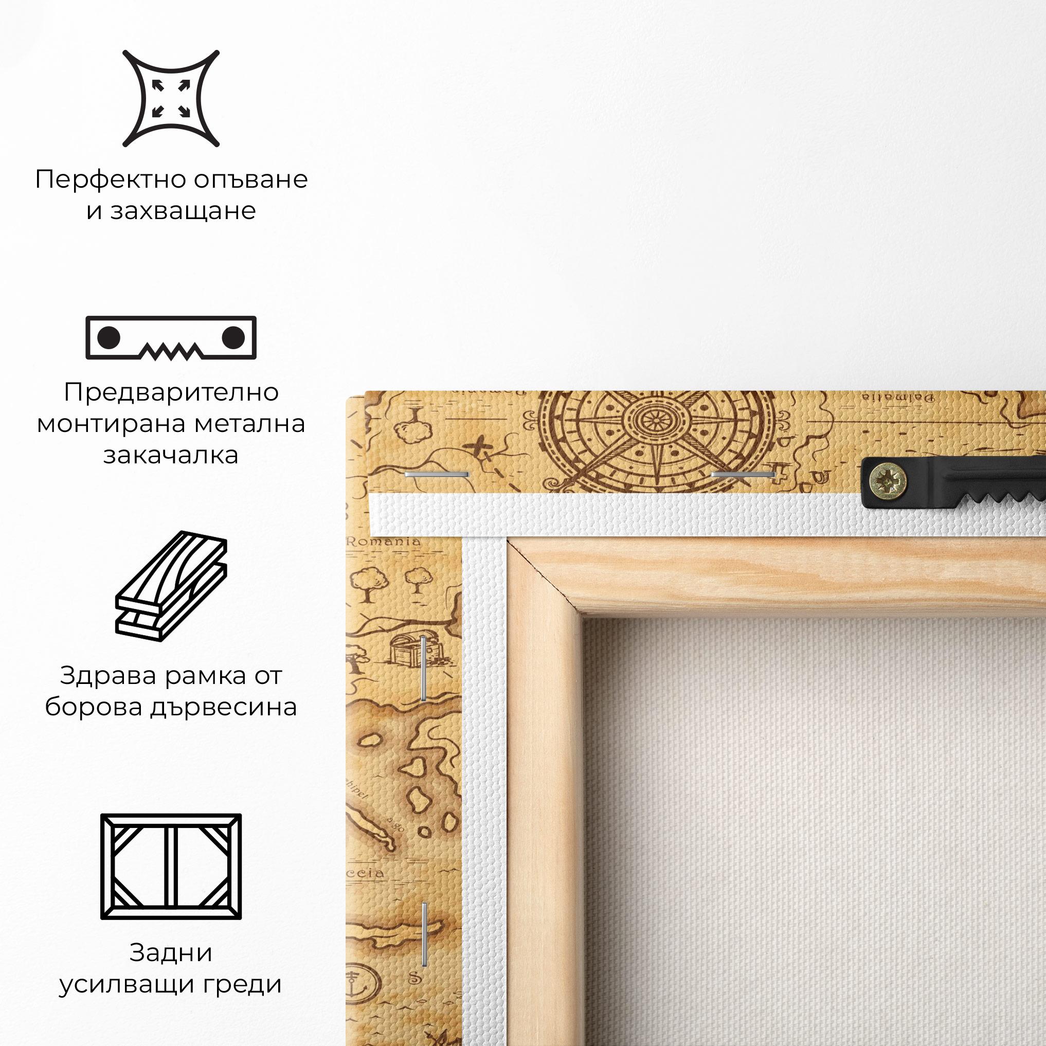 Картина на платно Cream Brown Map mockup 5