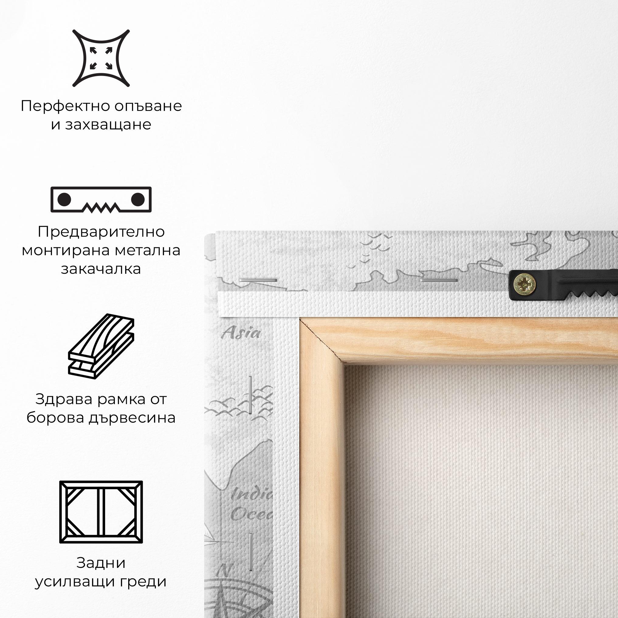 Картина на платно Grey Old Map mockup 5