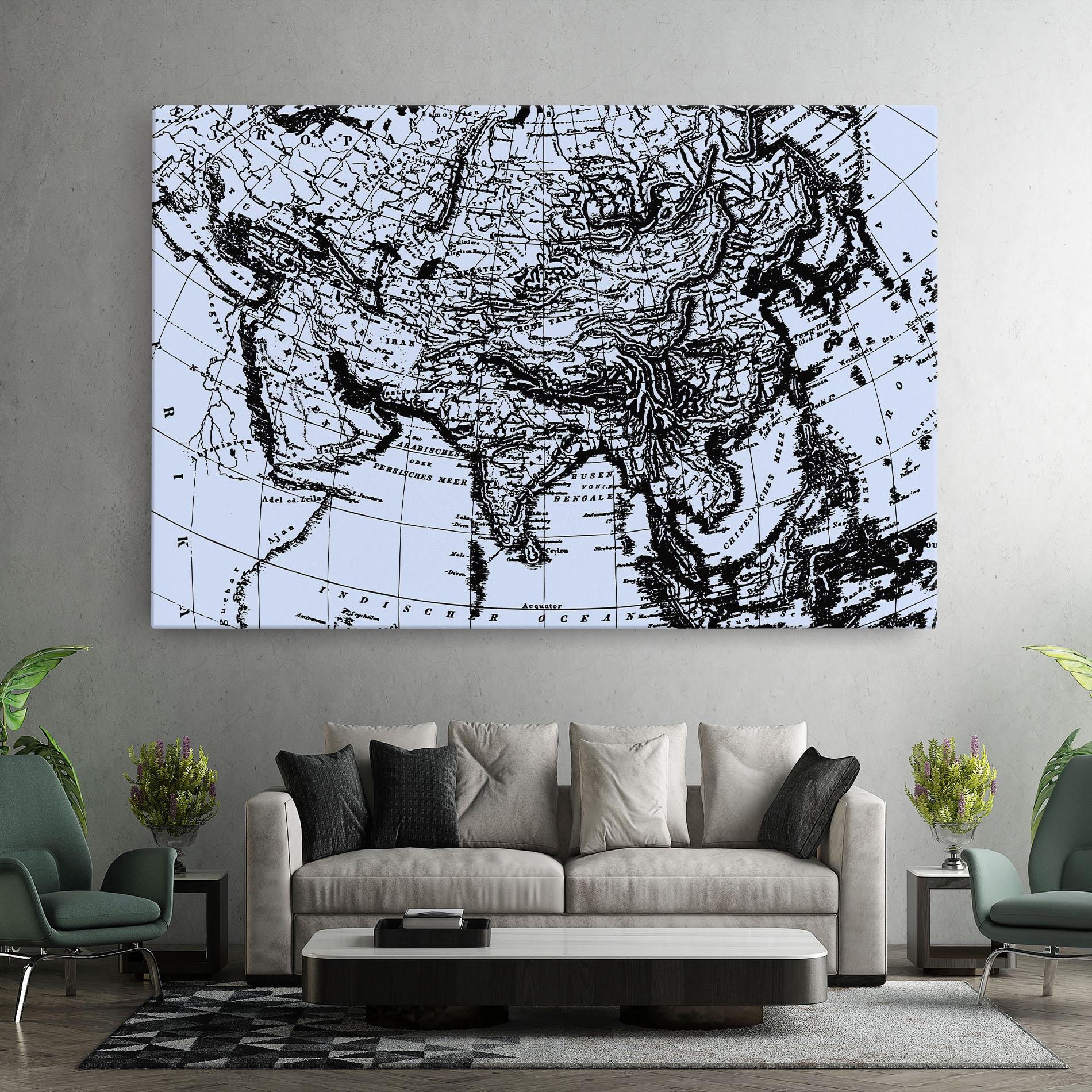 Картина на платно Blue Old Map mockup 7