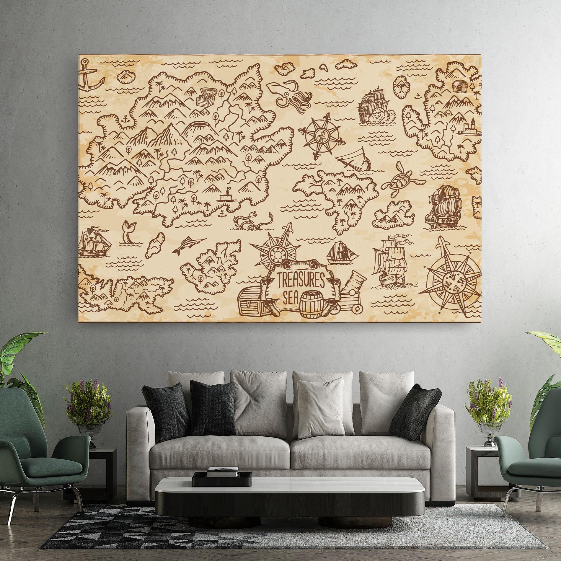 Картина на платно Cream Coffee Map mockup 7