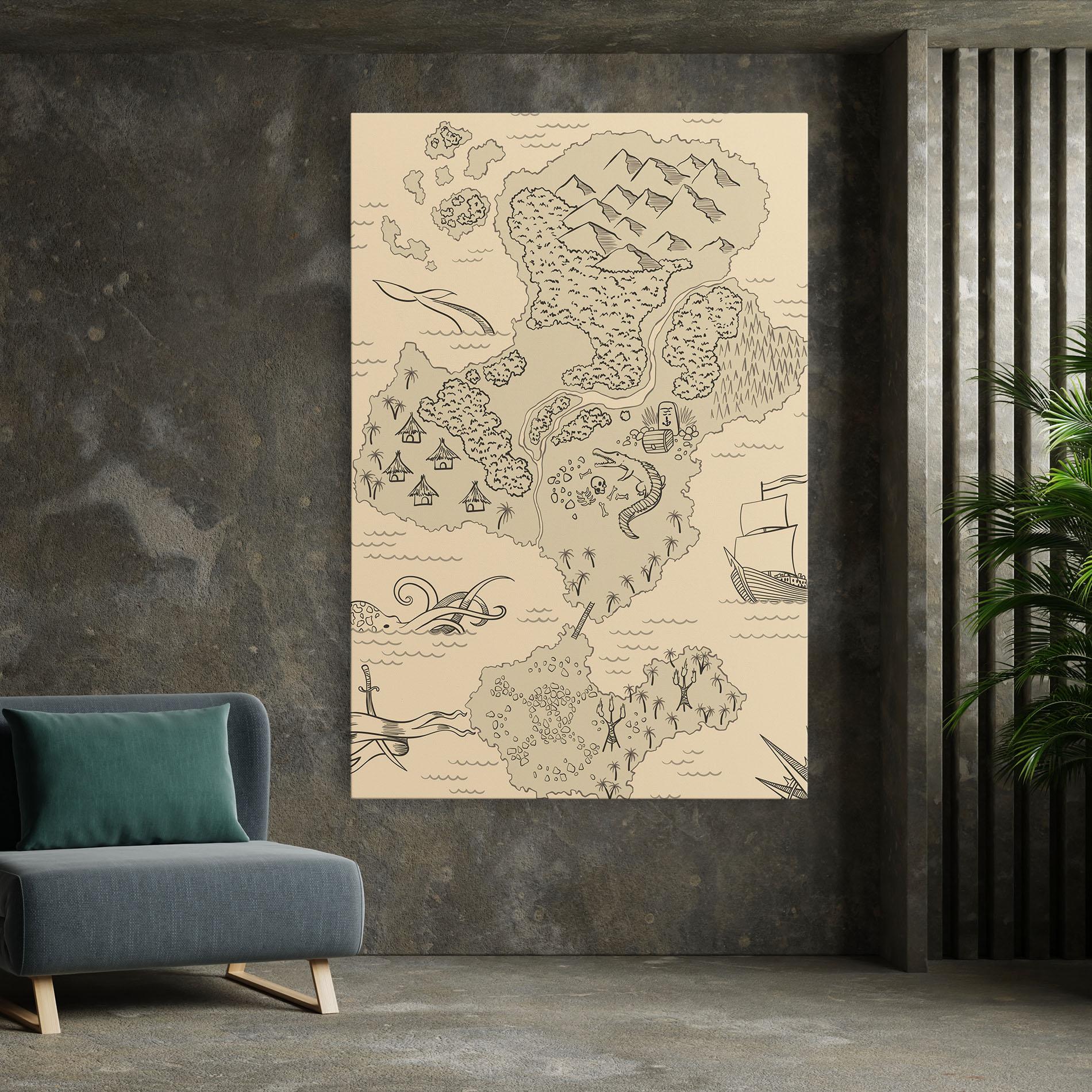 Картина на платно Island Old Map mockup 7