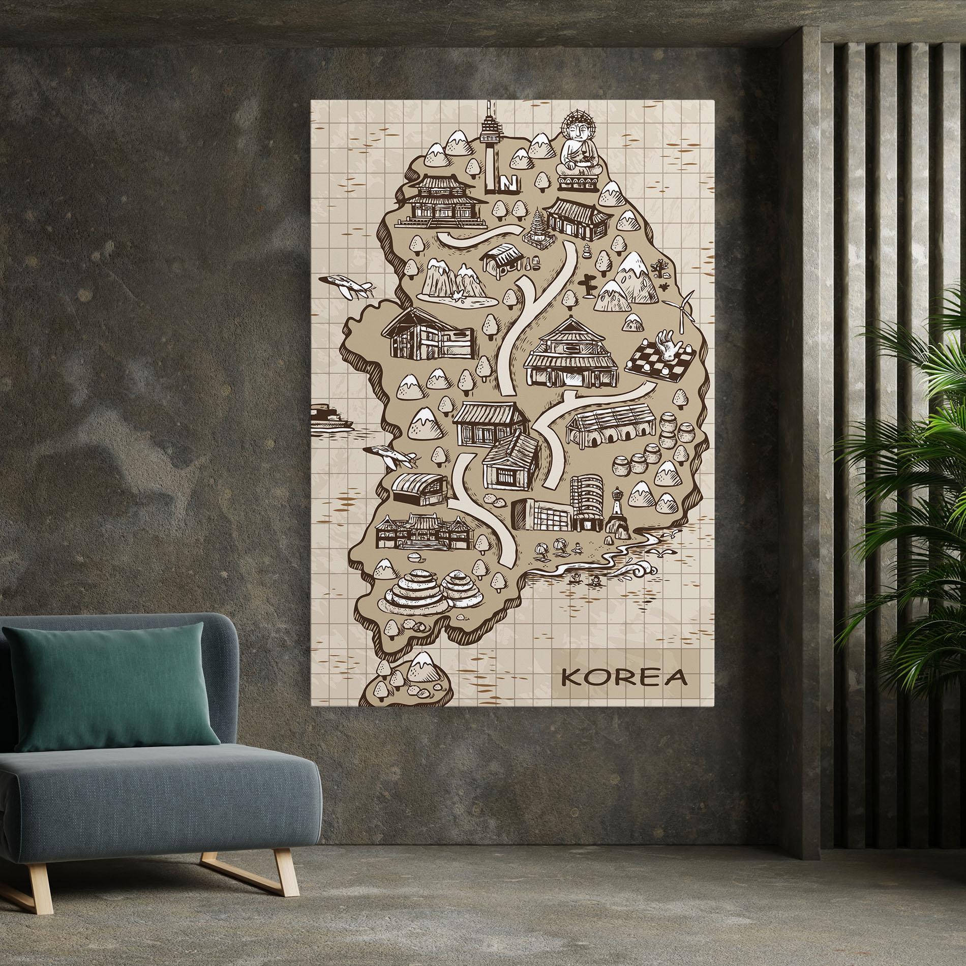 Картина на платно Old Korea Map mockup 7