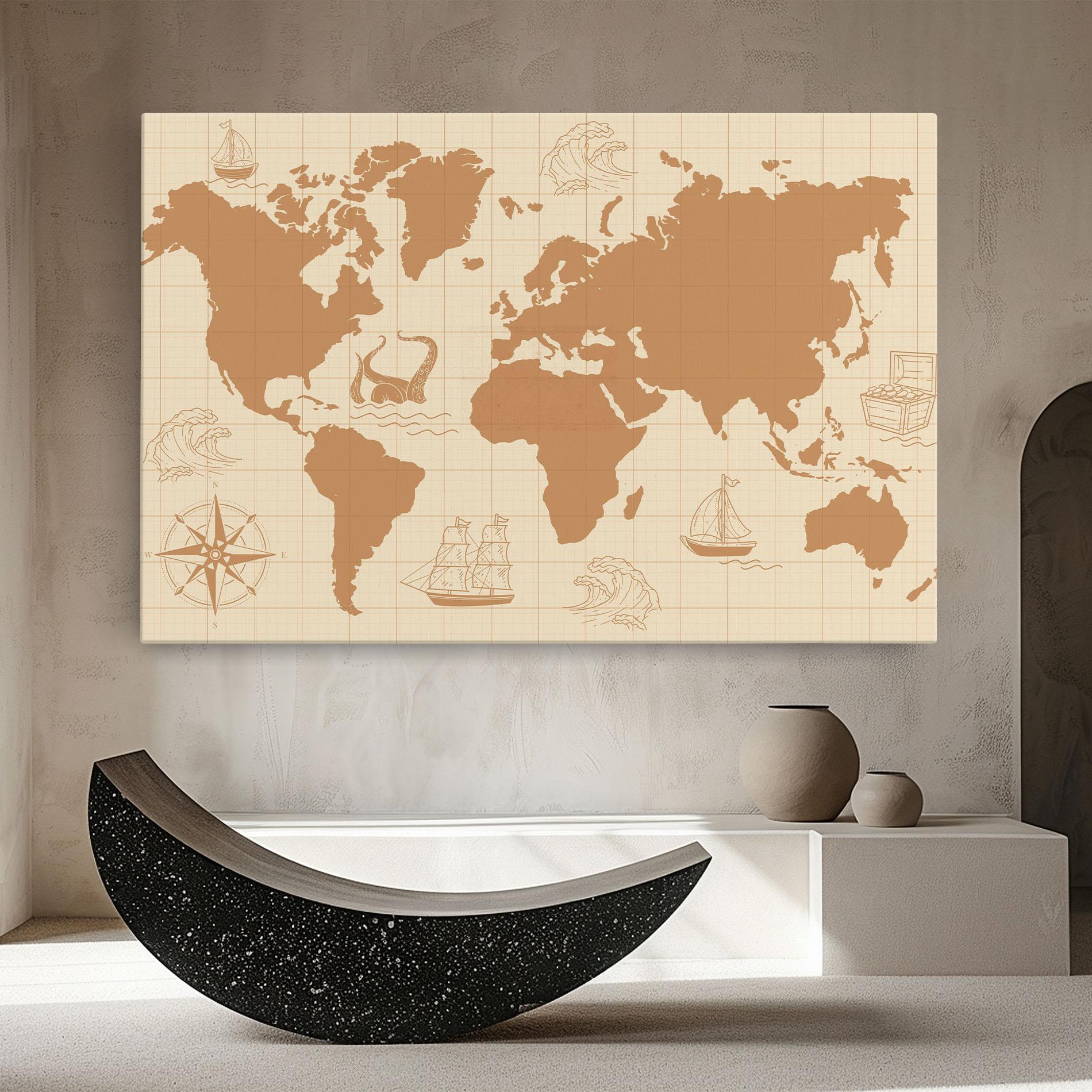 Картина на платно Light Cream Map mockup 8