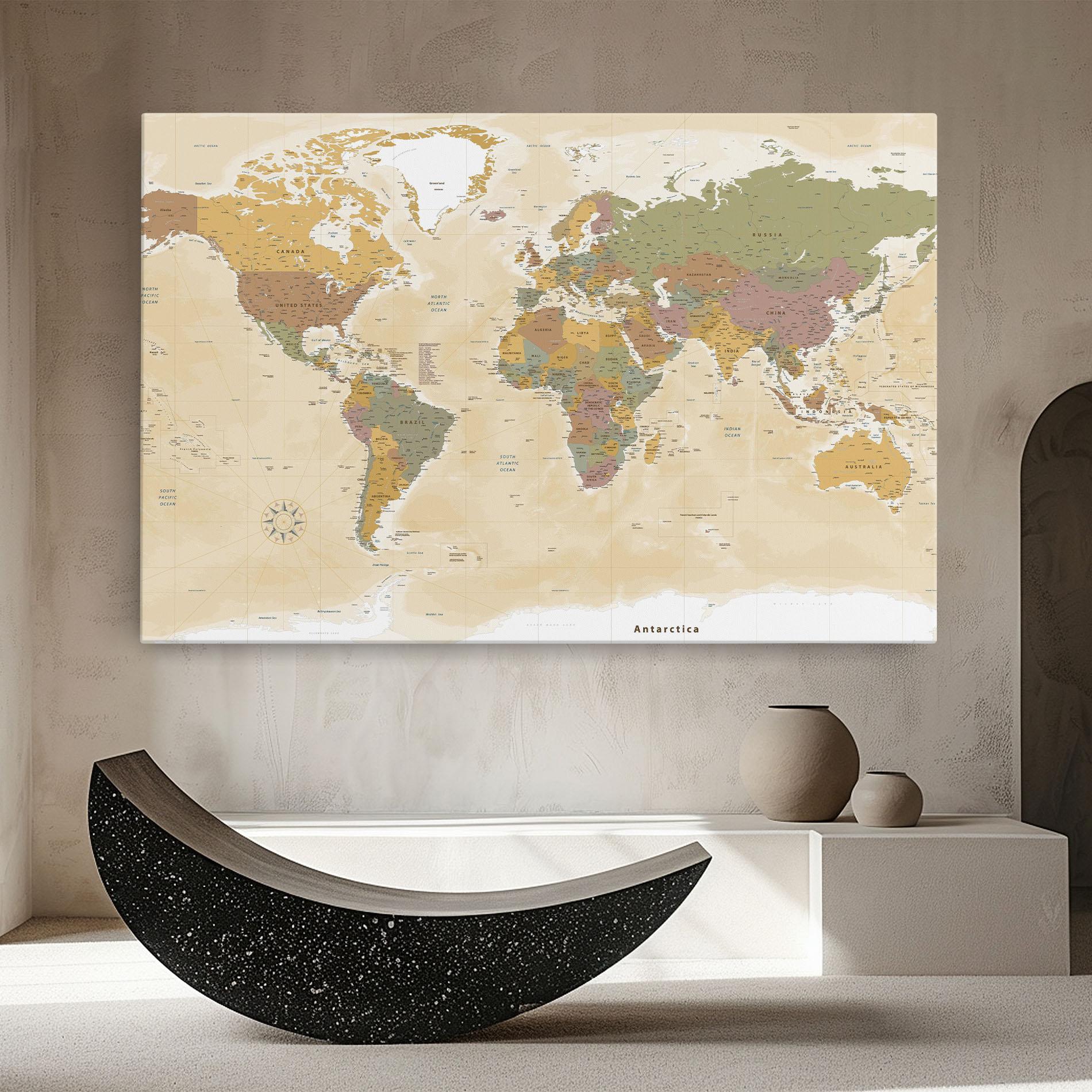 Картина на платно World Map Vintage mockup 8