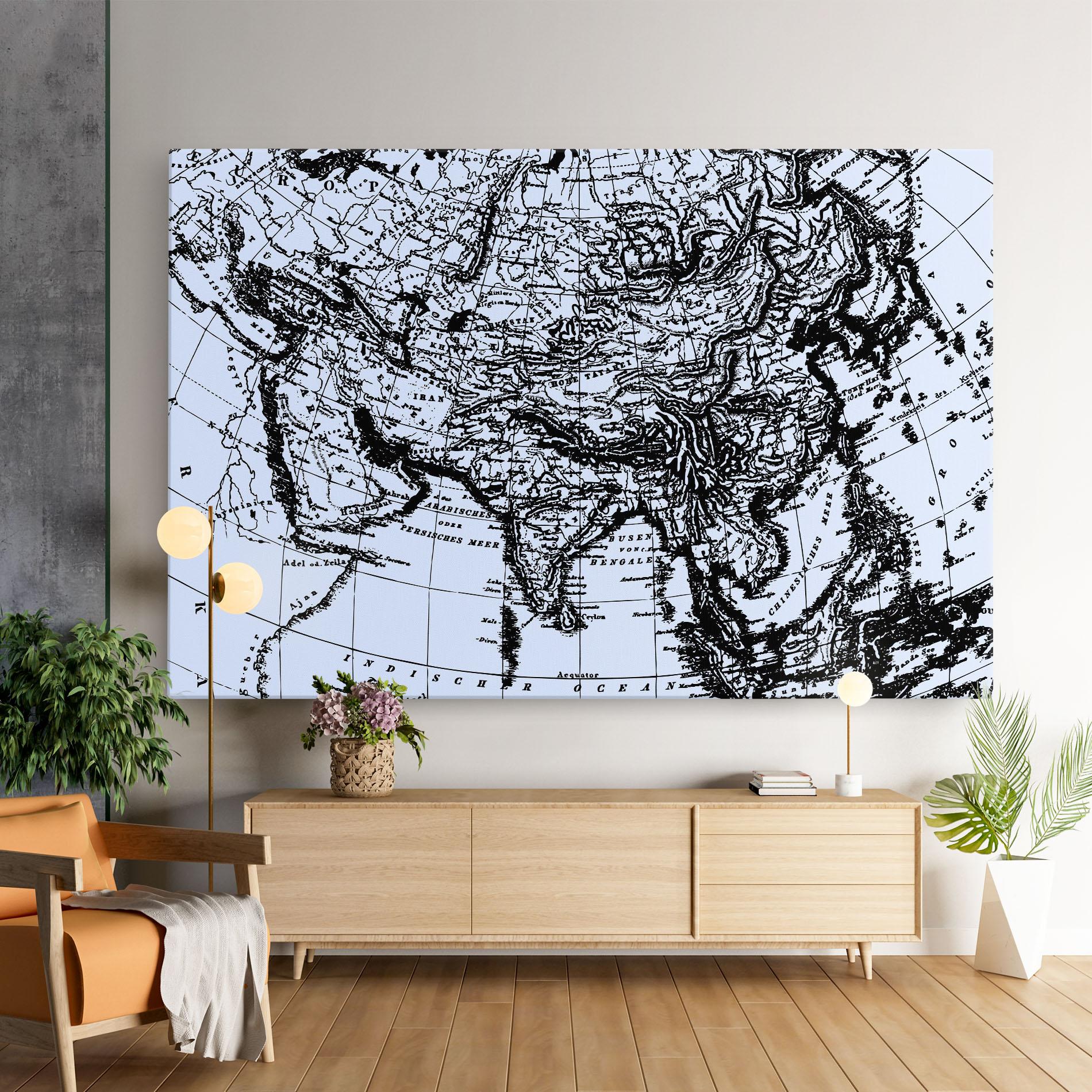 Картина на платно Blue Old Map mockup 9