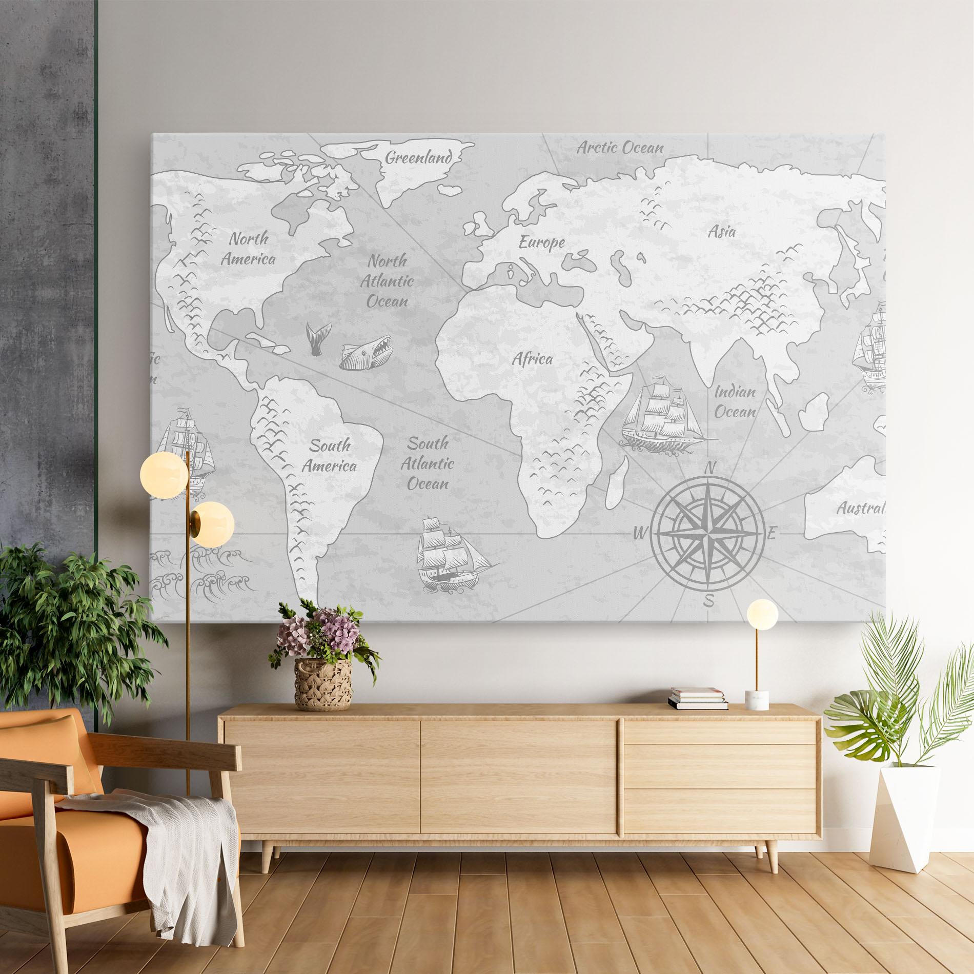 Картина на платно Grey Old Map mockup 9