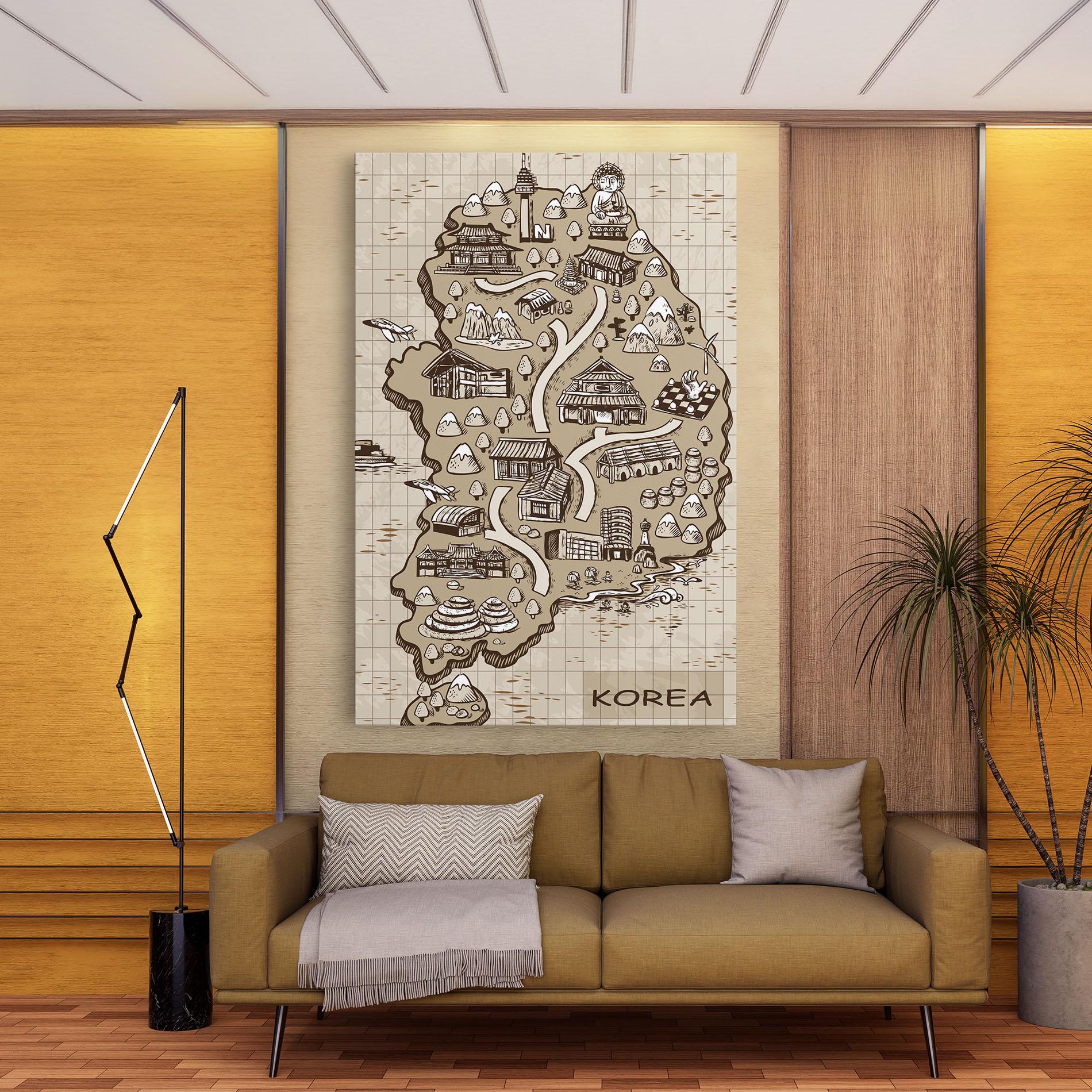 Картина на платно Old Korea Map mockup 9