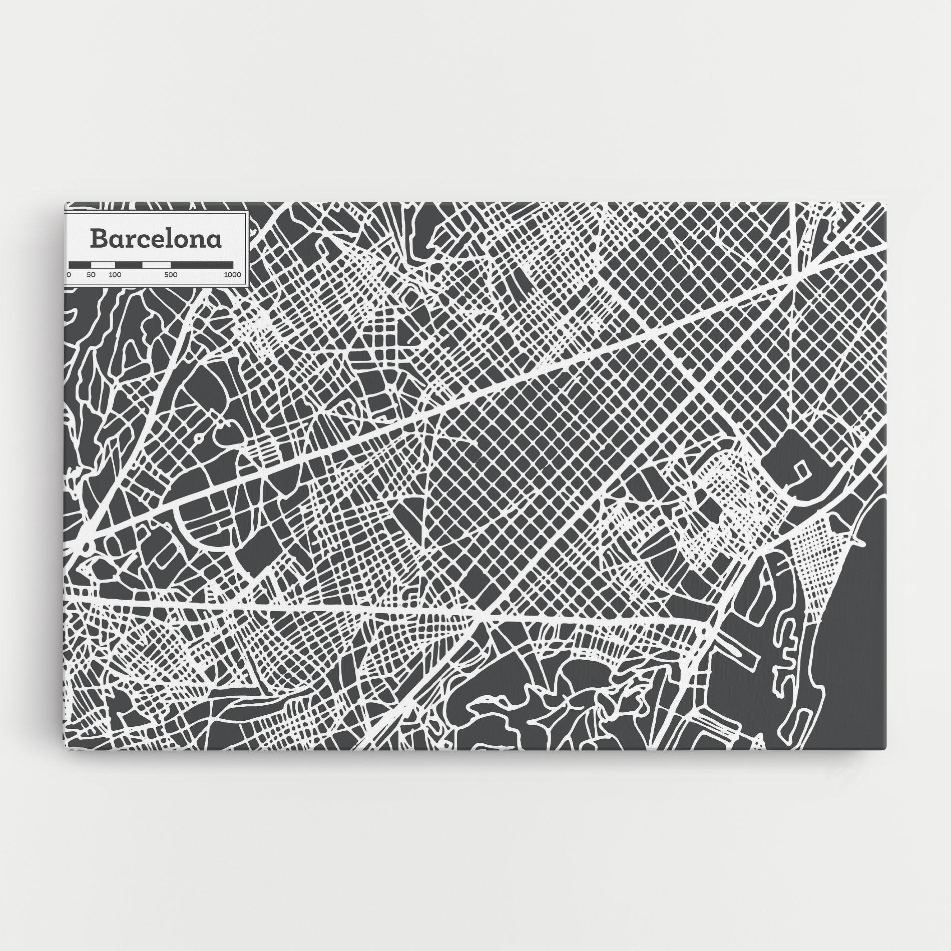 Картина на платно Barcelona Map mockup 0