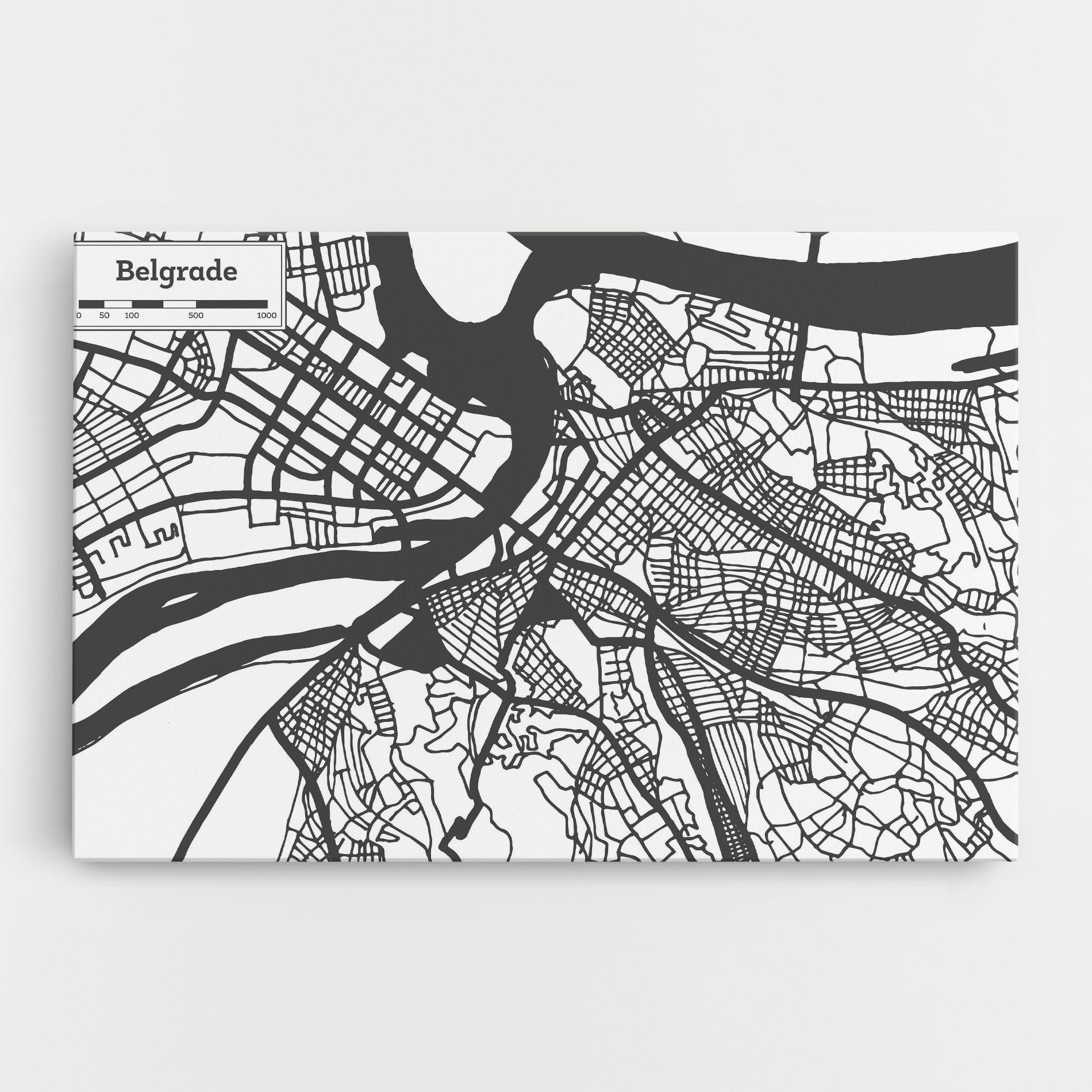 Картина на платно Belgrade Map mockup 0