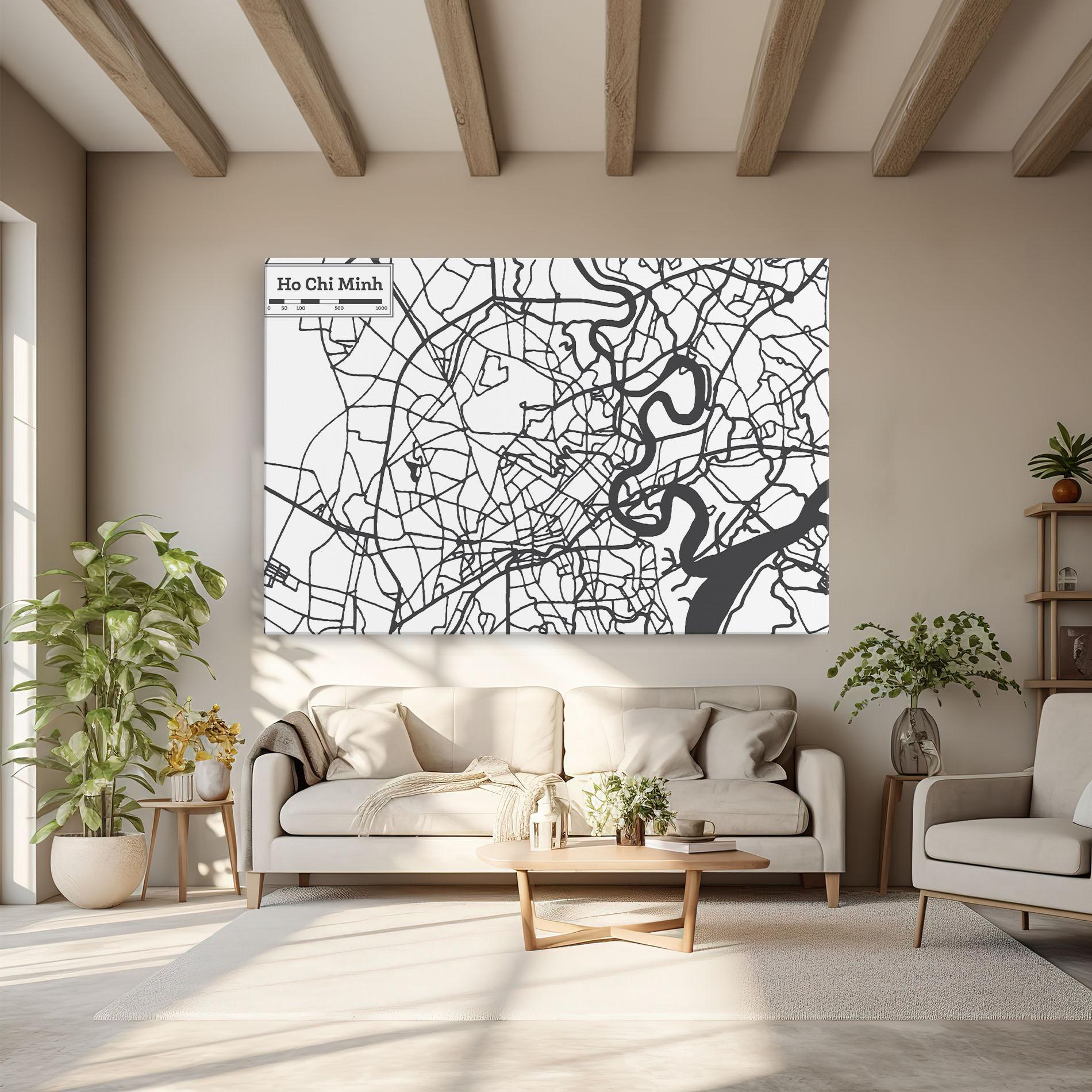 Картина на платно Ho Chi Minh Map mockup 6