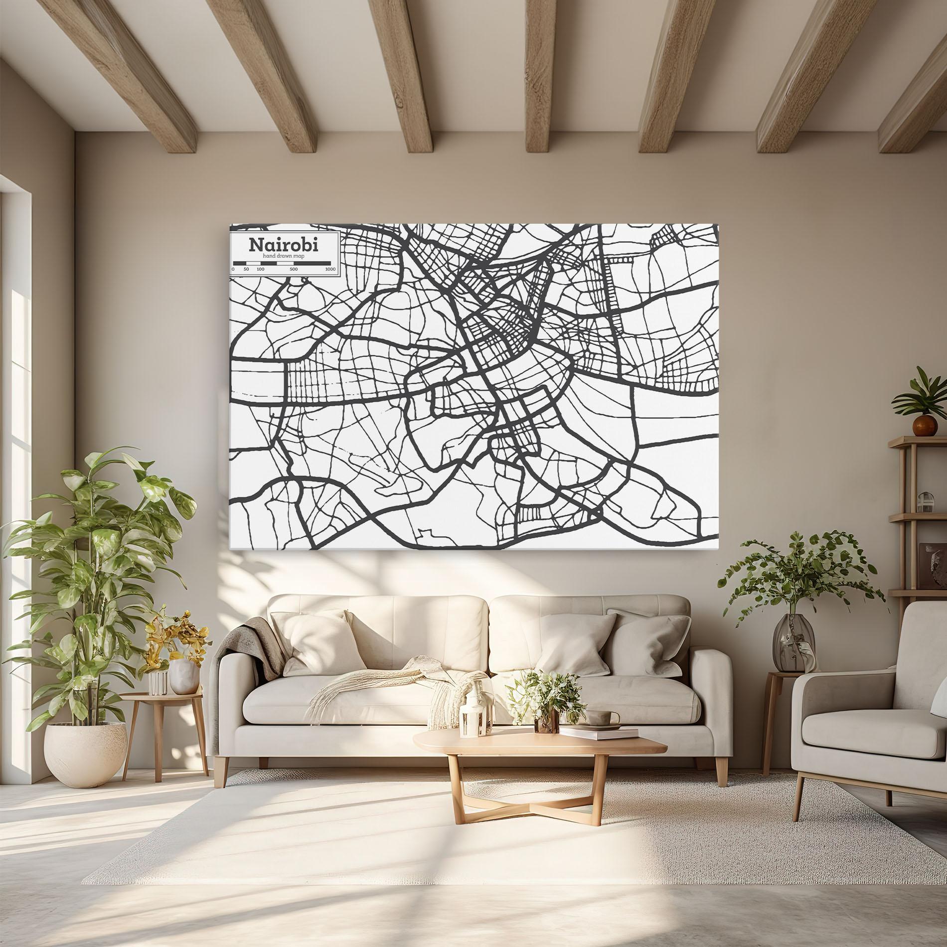 Картина на платно Nairobi Map mockup 6