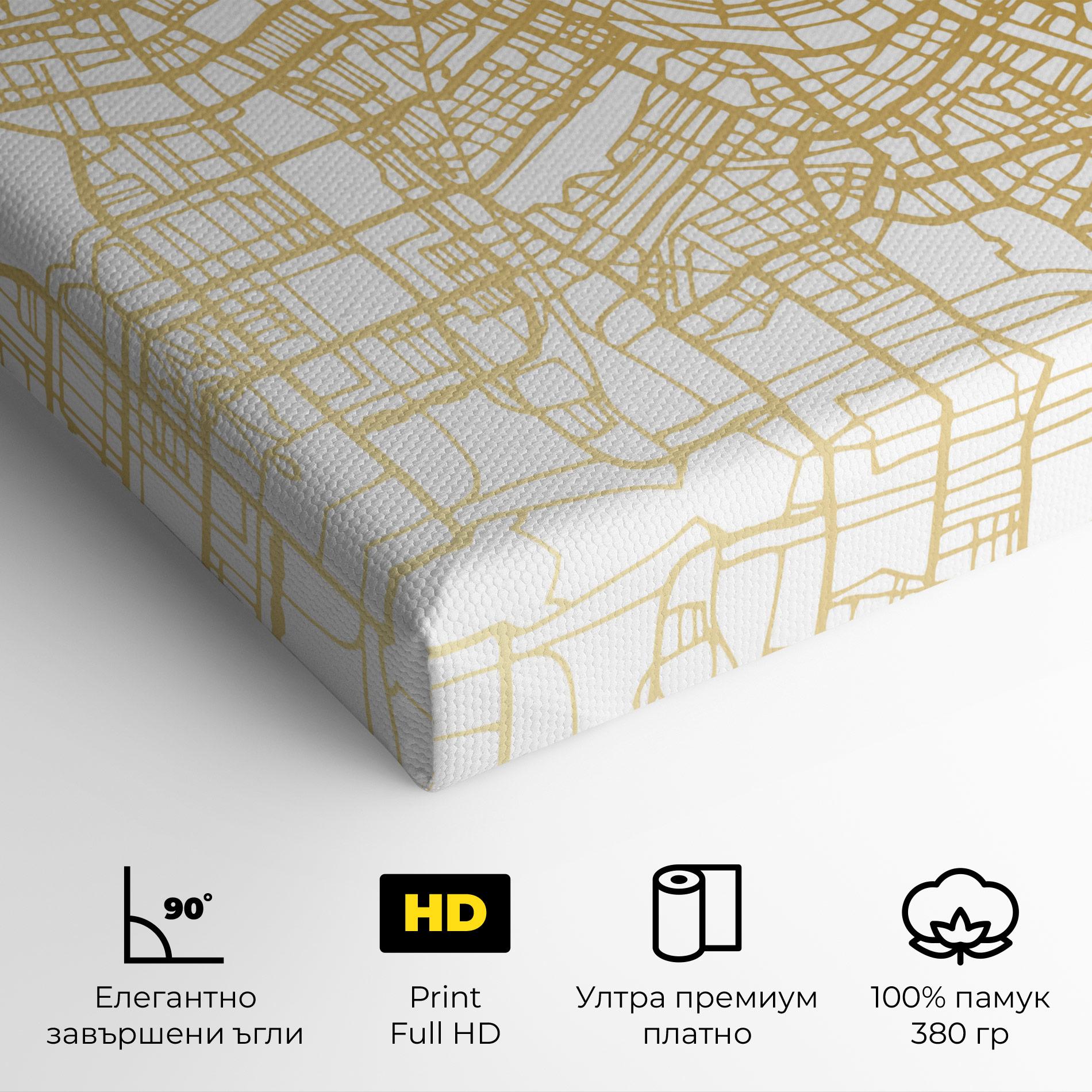 Картина на платно Amsterdam Gold Map mockup 4