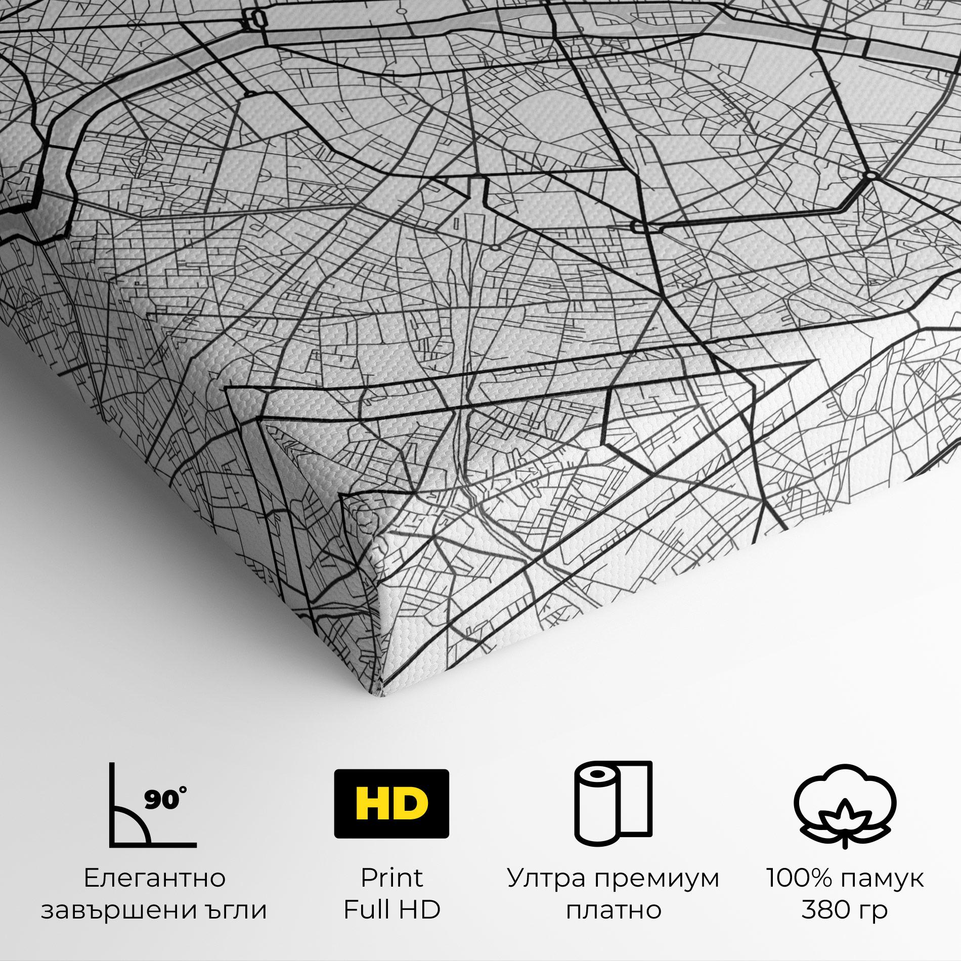 Картина на платно City Black Line mockup 4