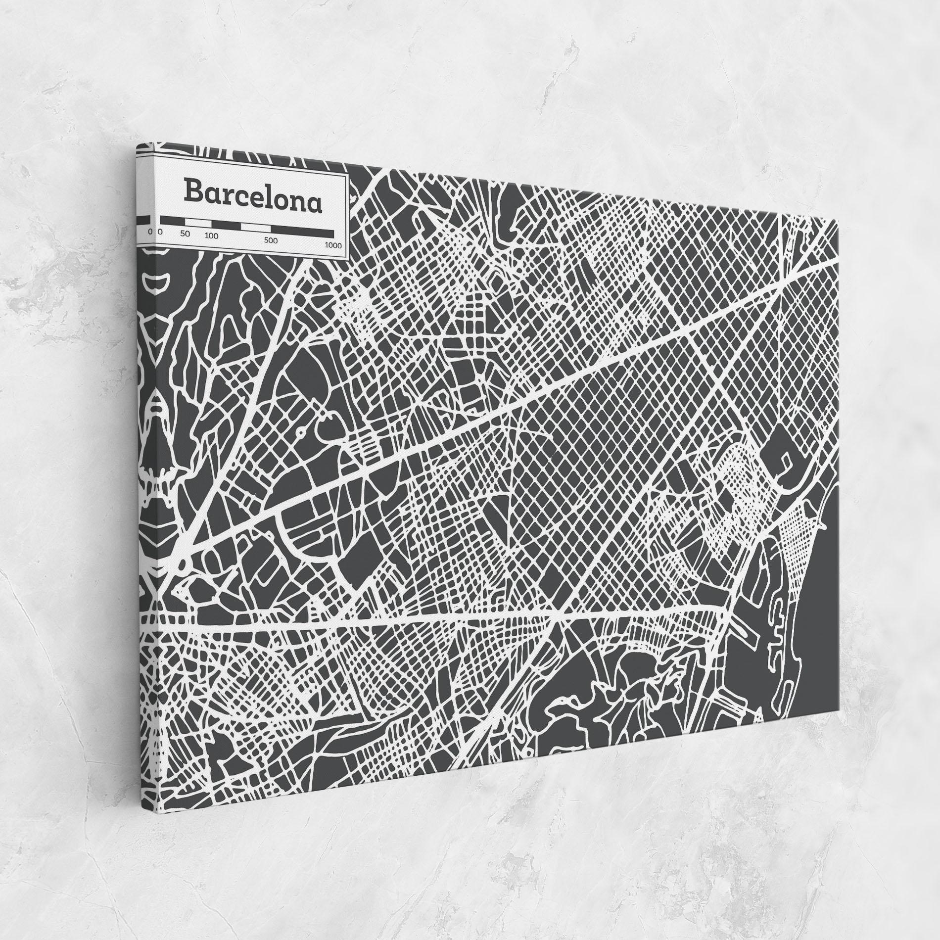 Картина на платно Barcelona Map mockup 1