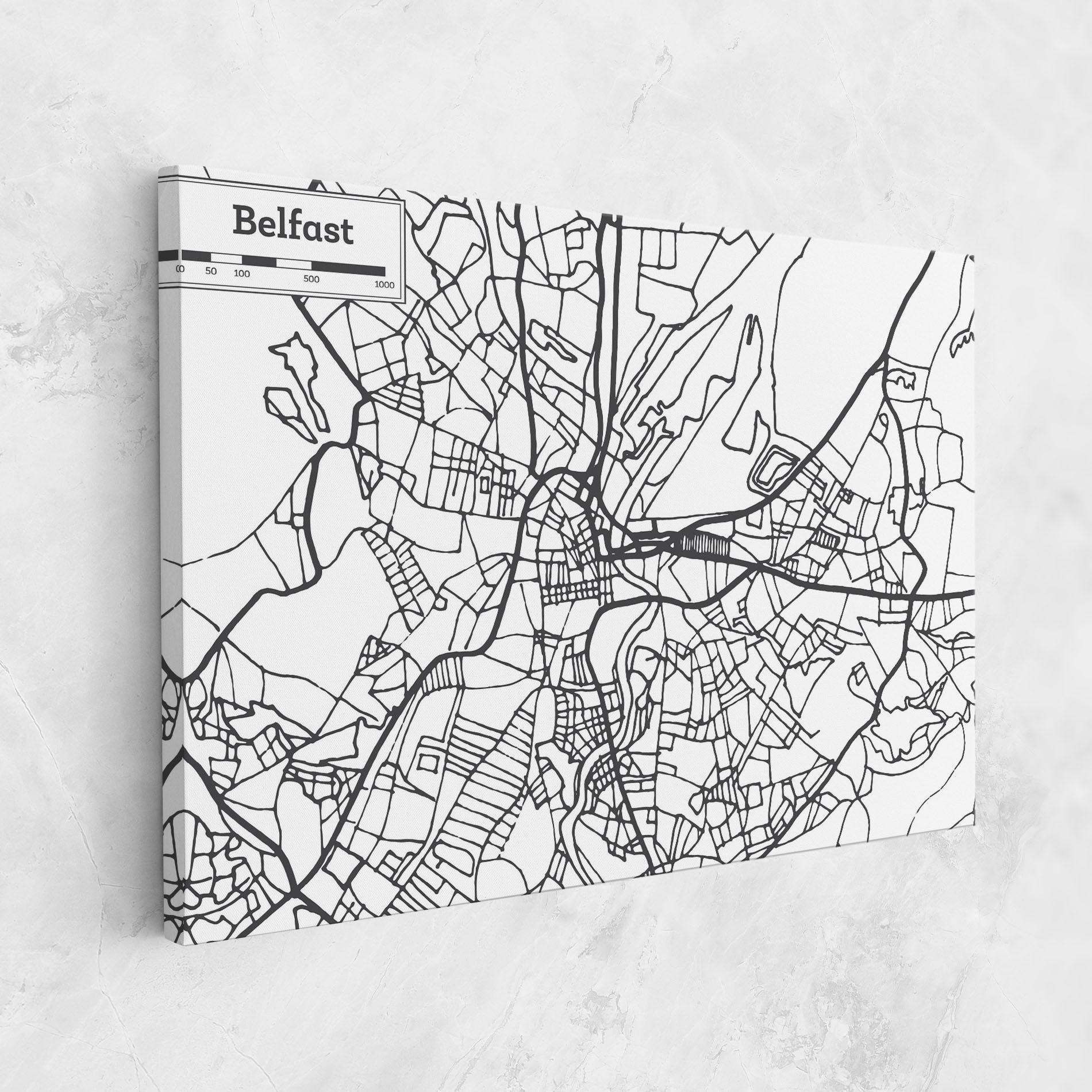 Картина на платно Belfast Map mockup 1