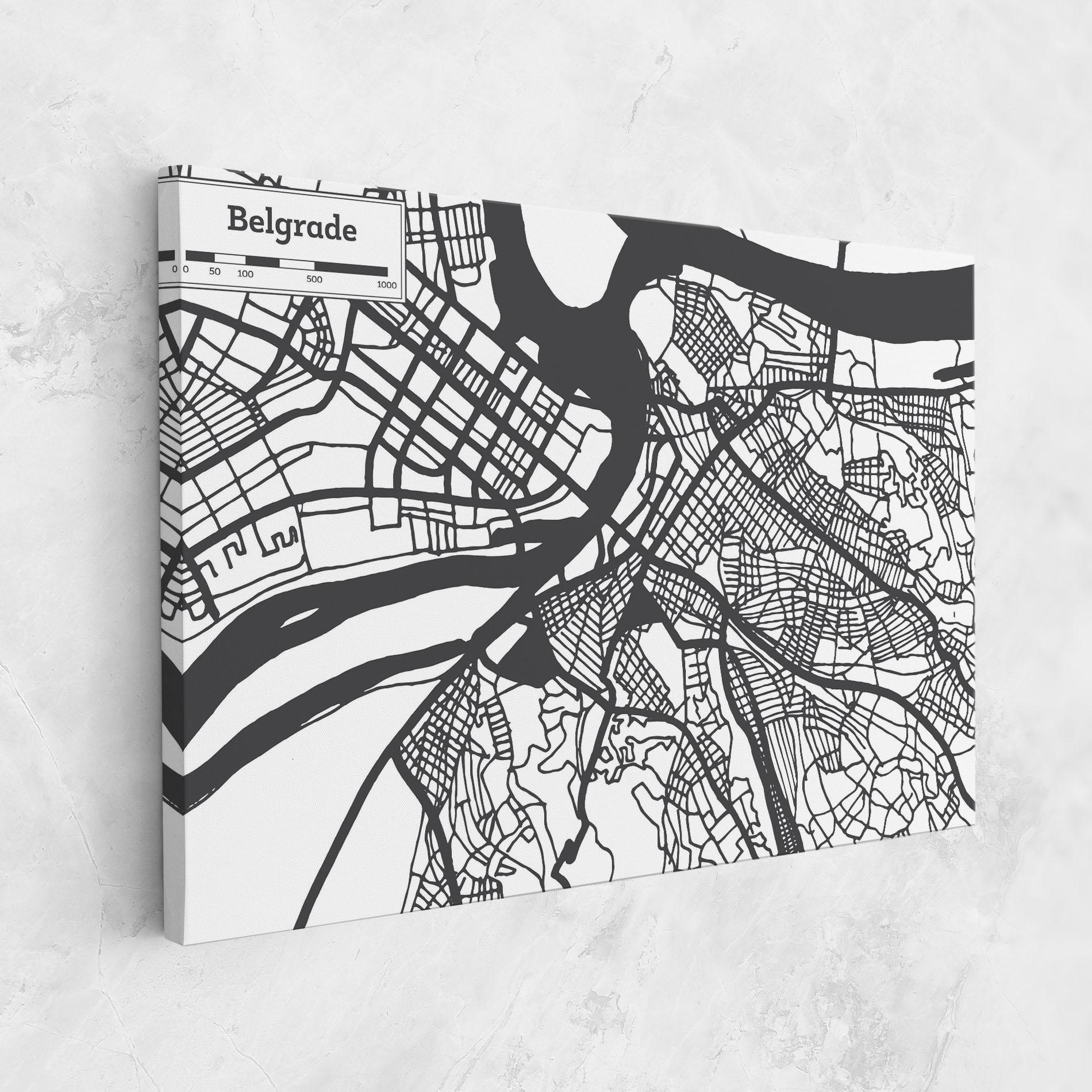 Картина на платно Belgrade Map mockup 1