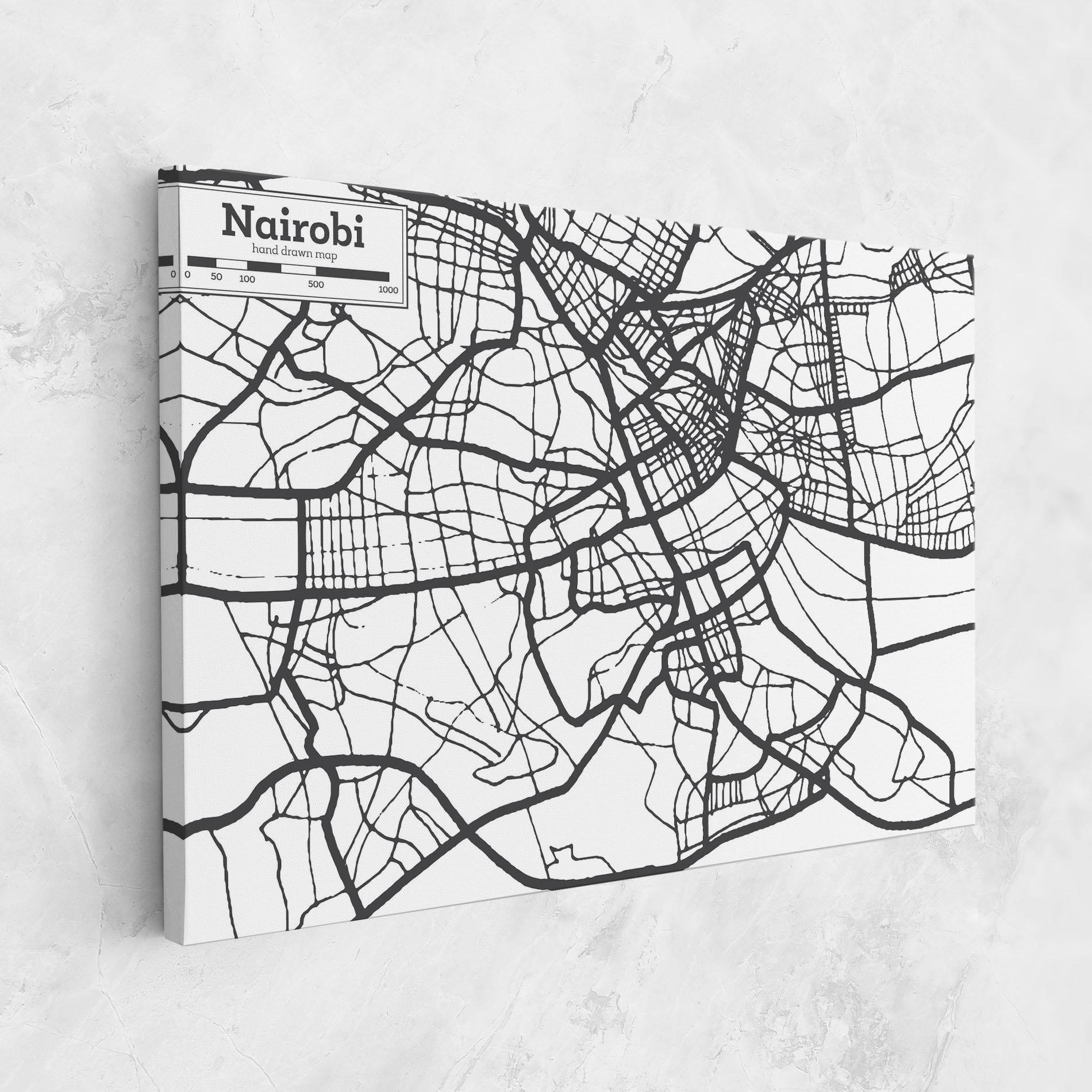Картина на платно Nairobi Map mockup 1