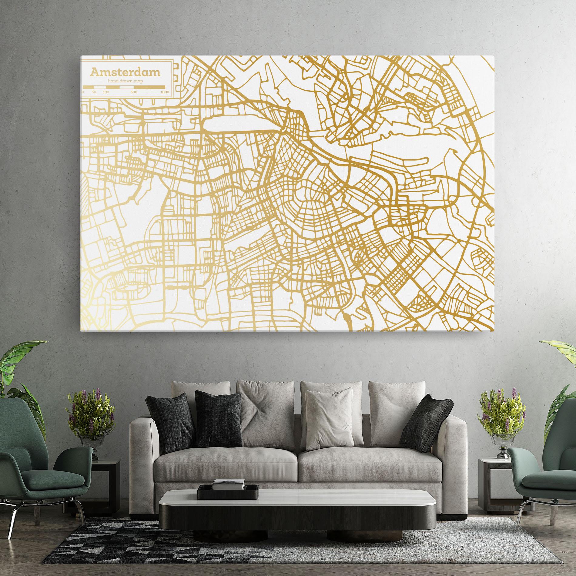 Картина на платно Amsterdam Gold Map mockup 7