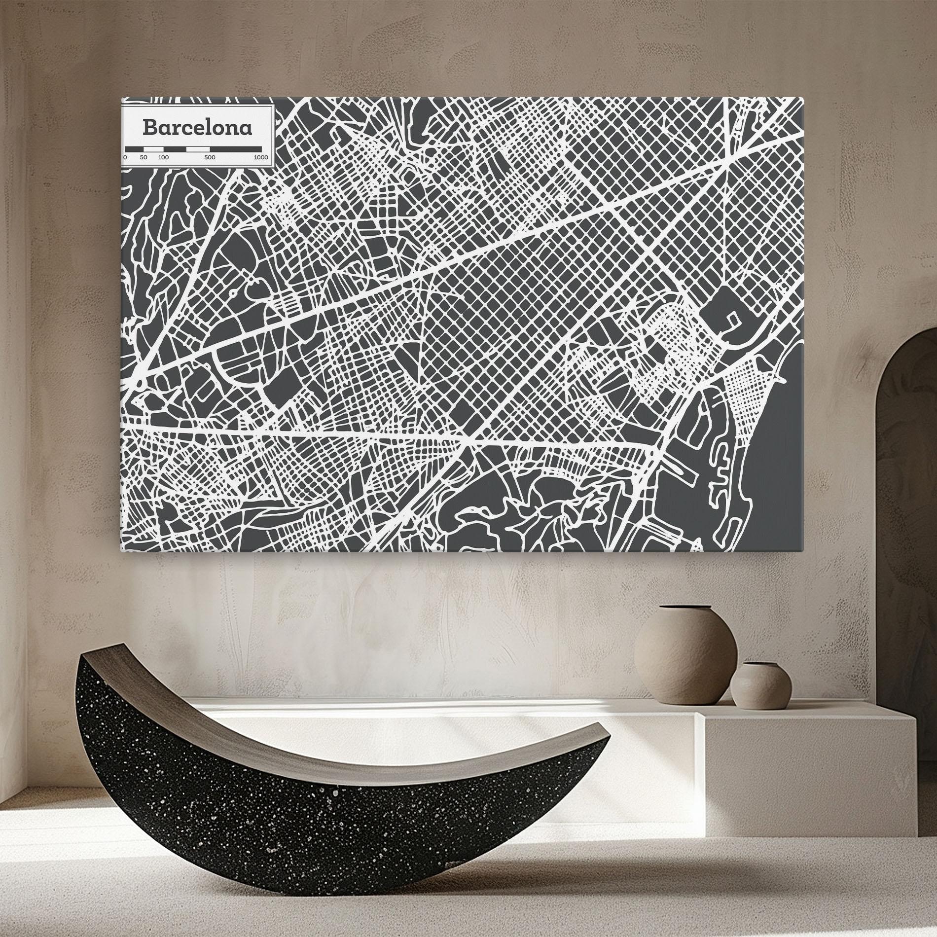 Картина на платно Barcelona Map mockup 8