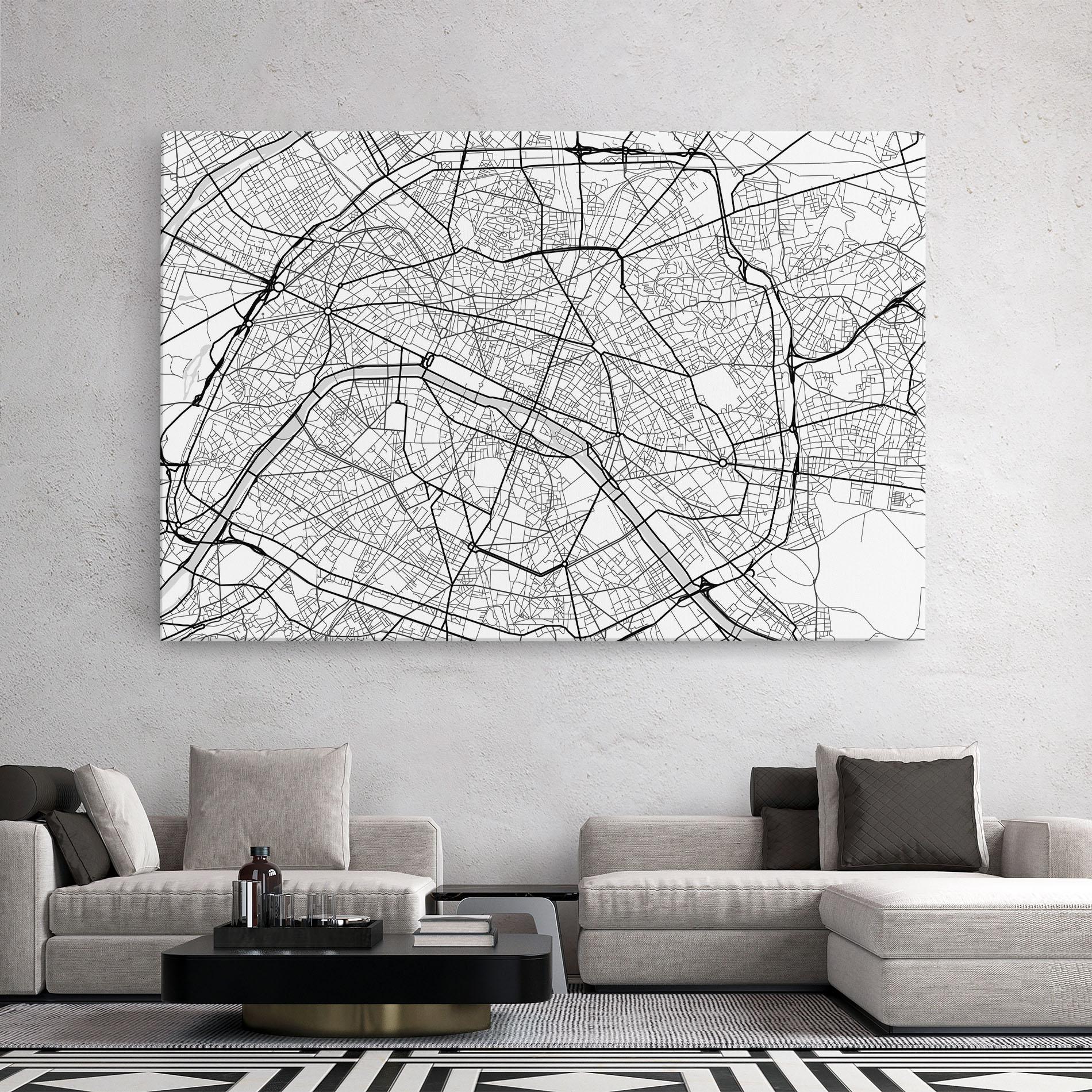 Картина на платно City Black Line mockup 2