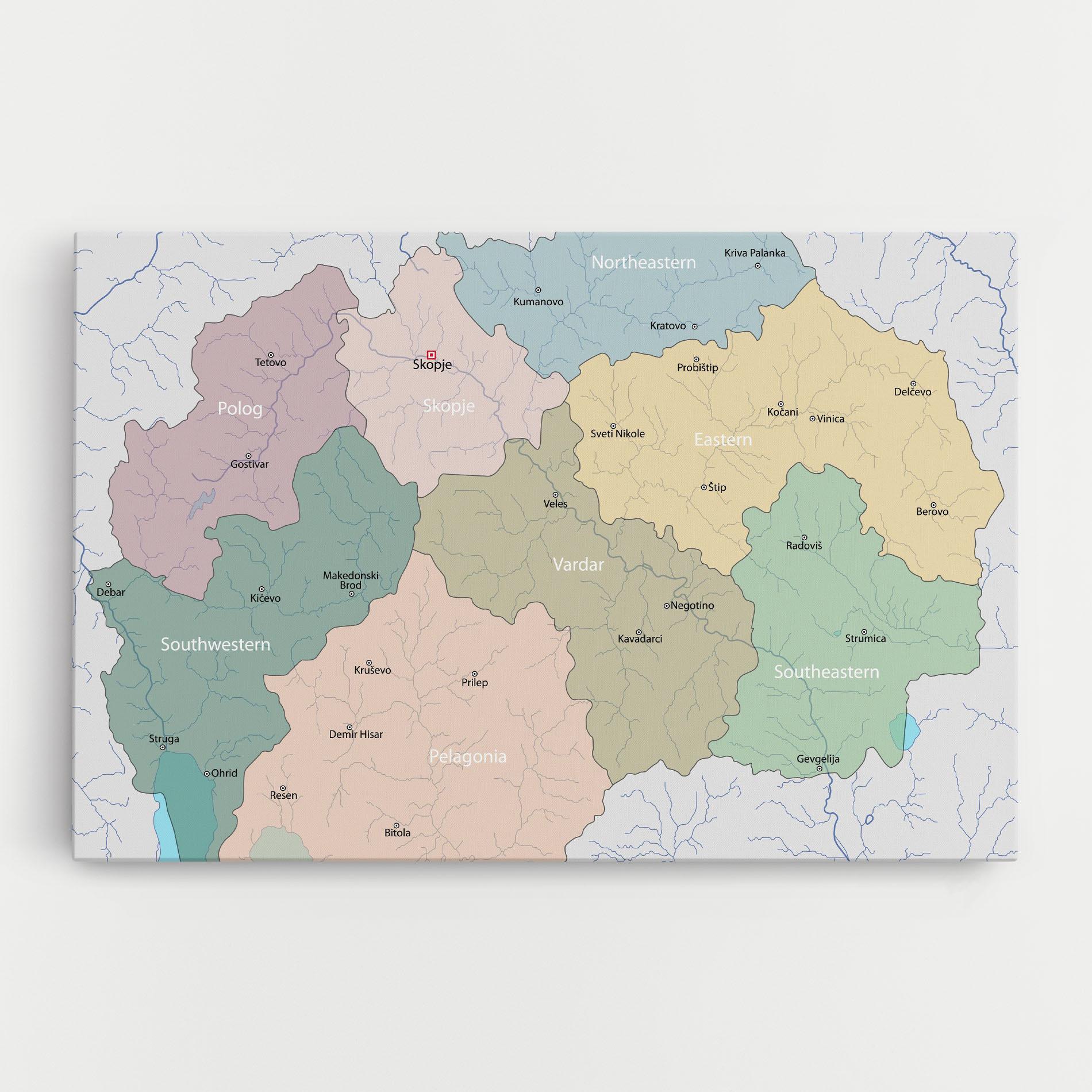 Картина на платно North Macedonia Map mockup 0