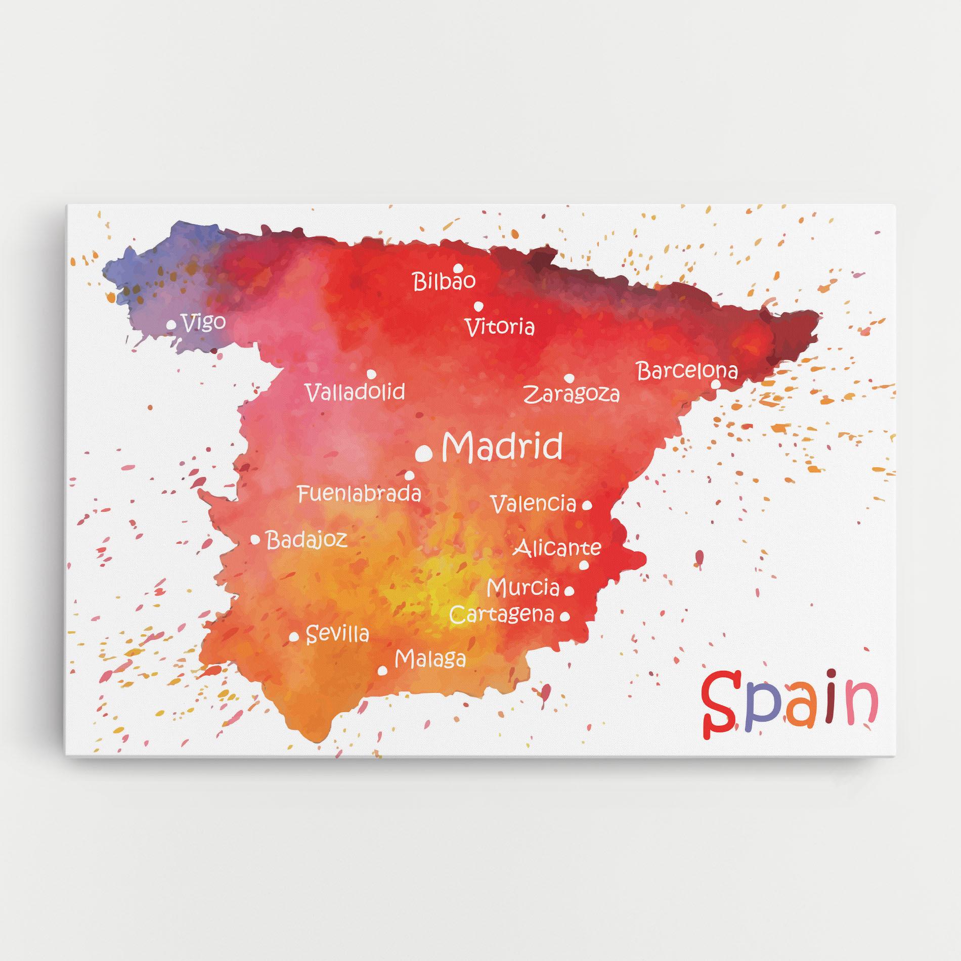 Картина на платно Spain Map mockup 0
