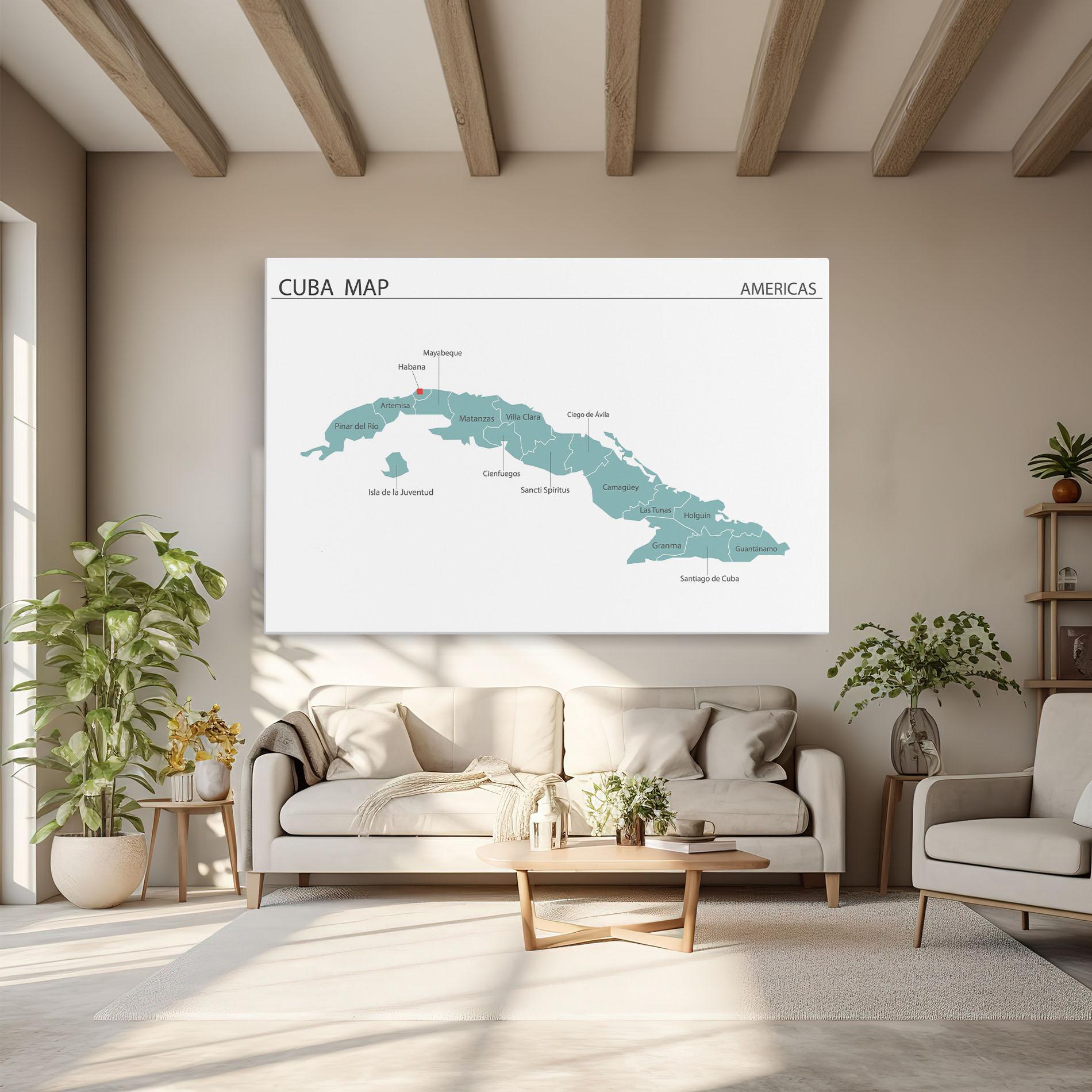 Картина на платно Cuba Map mockup 6