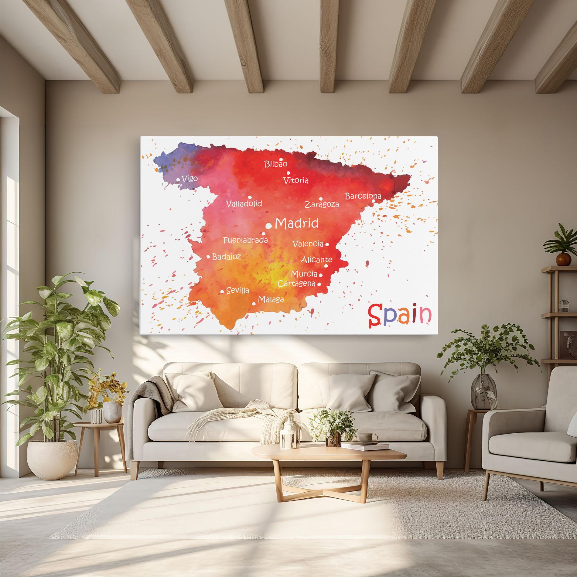 Картина на платно Spain Map mockup 6