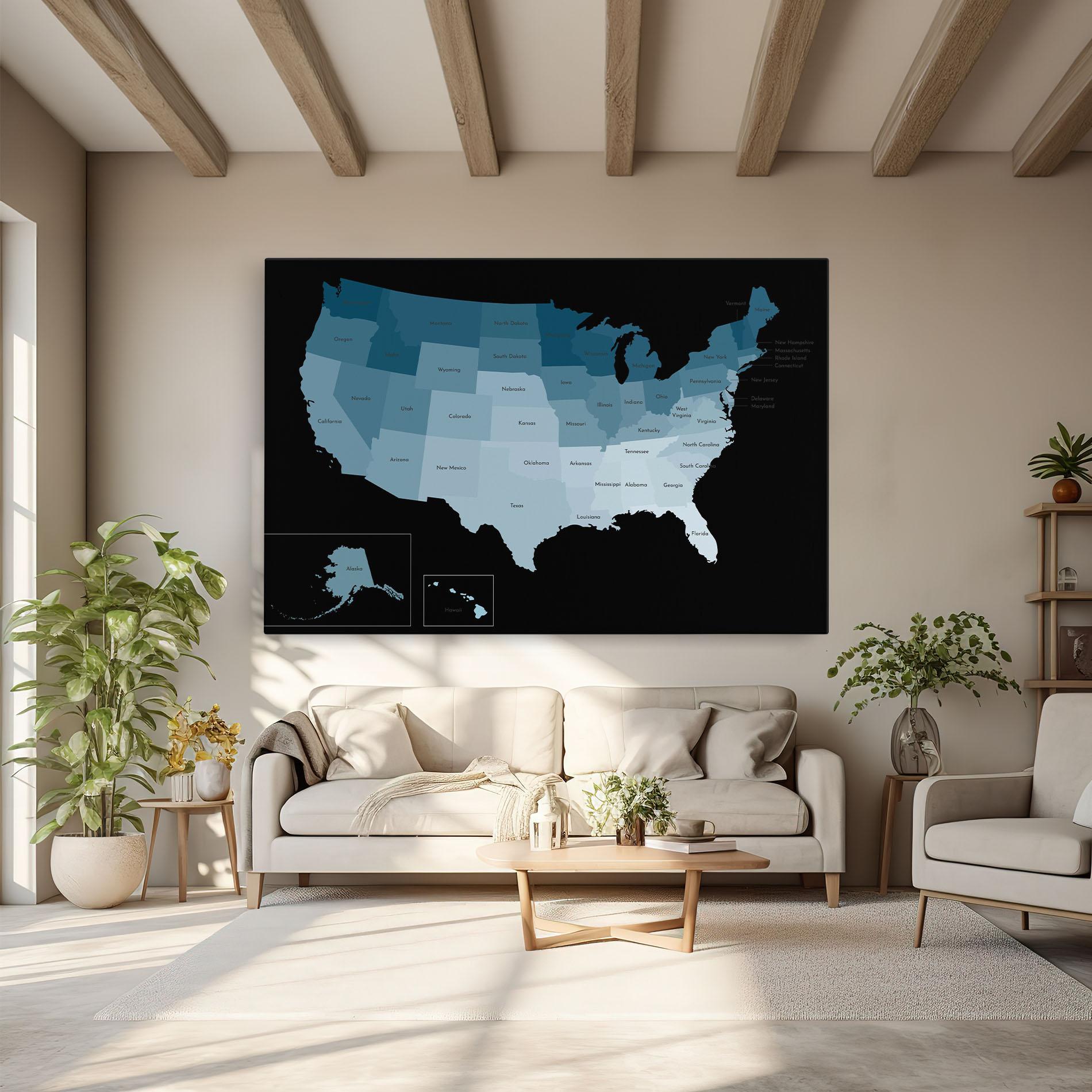 Картина на платно Sua Blue Map mockup 6