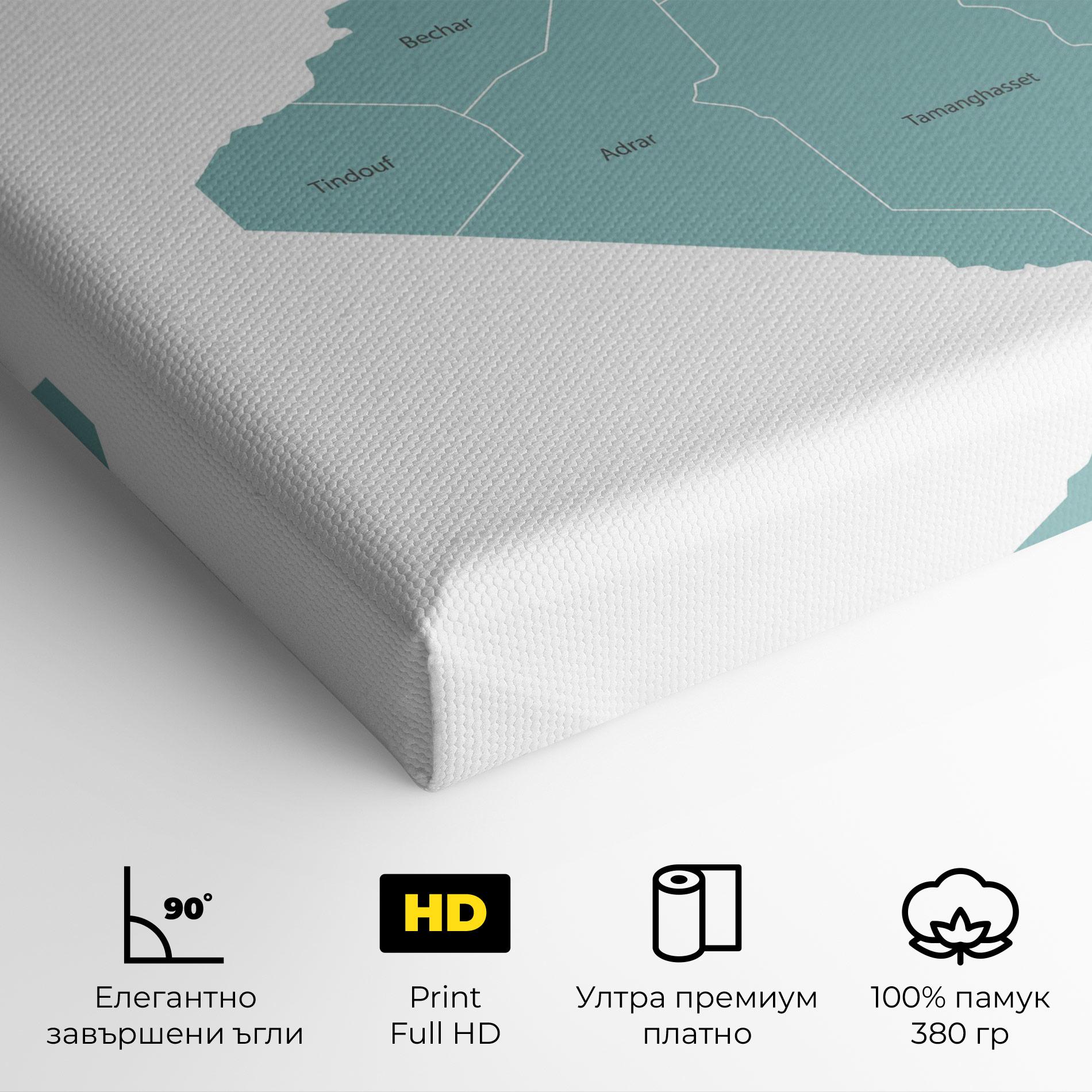 Картина на платно Algeria Map mockup 4