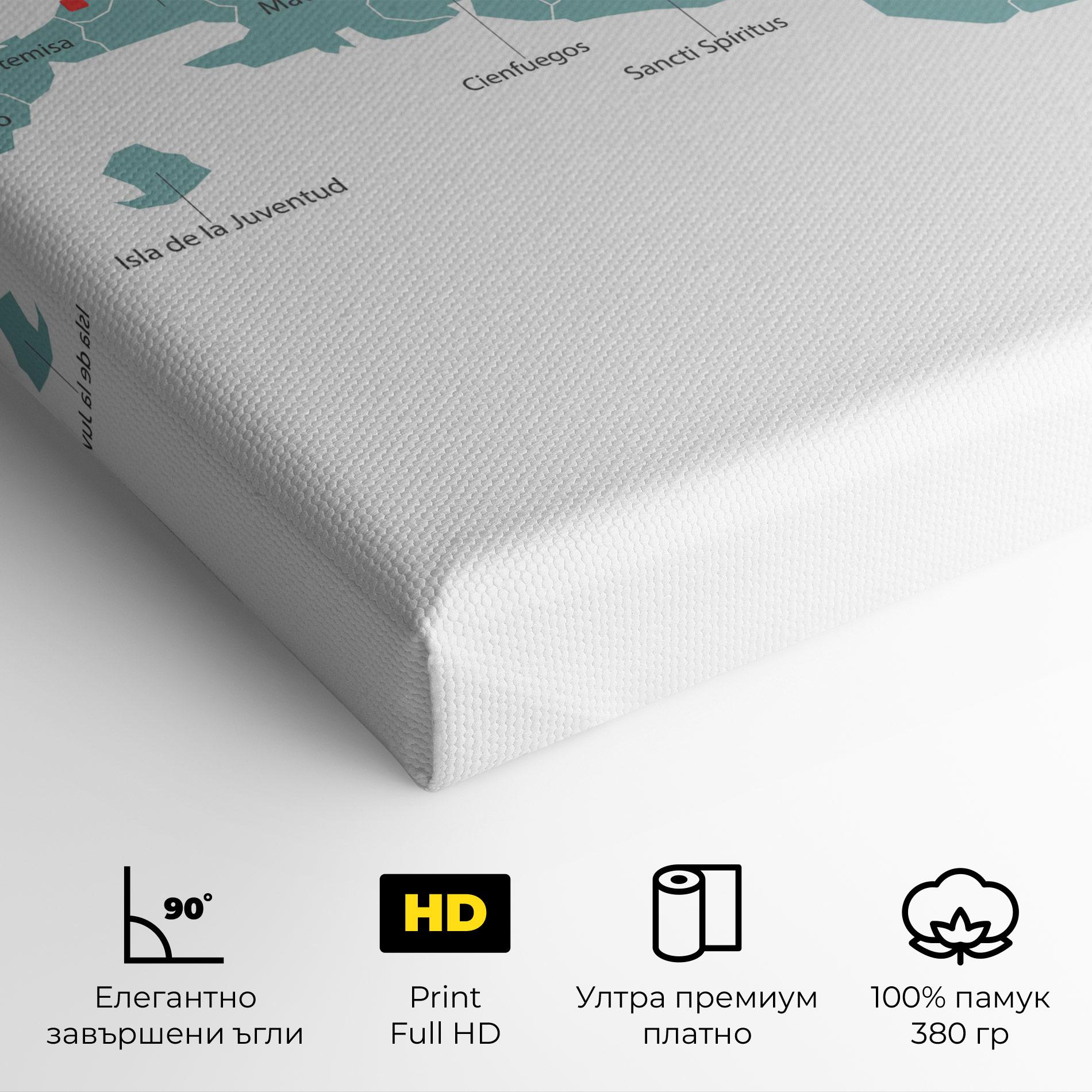 Картина на платно Cuba Map mockup 4