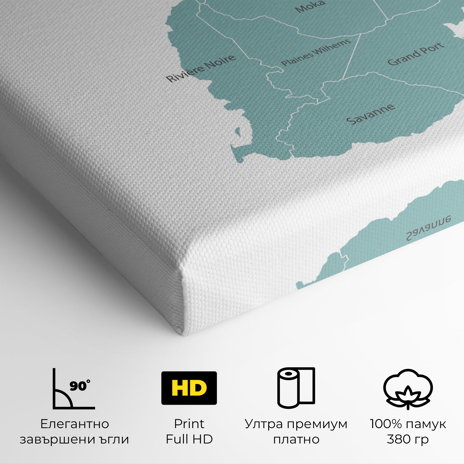 Картина на платно Mauritius Map mockup 4