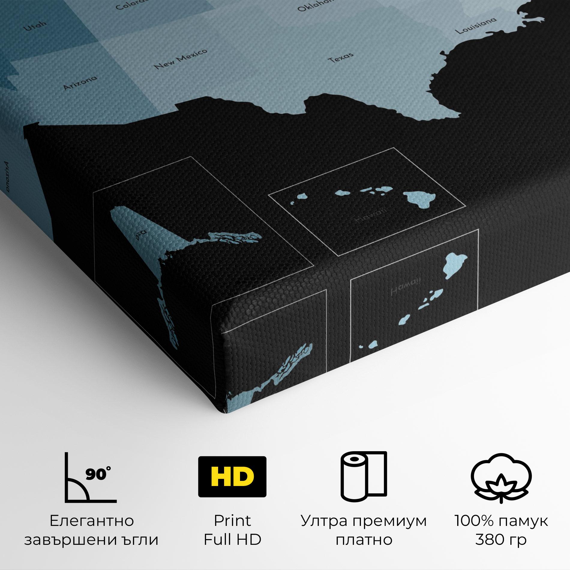 Картина на платно Sua Blue Map mockup 4