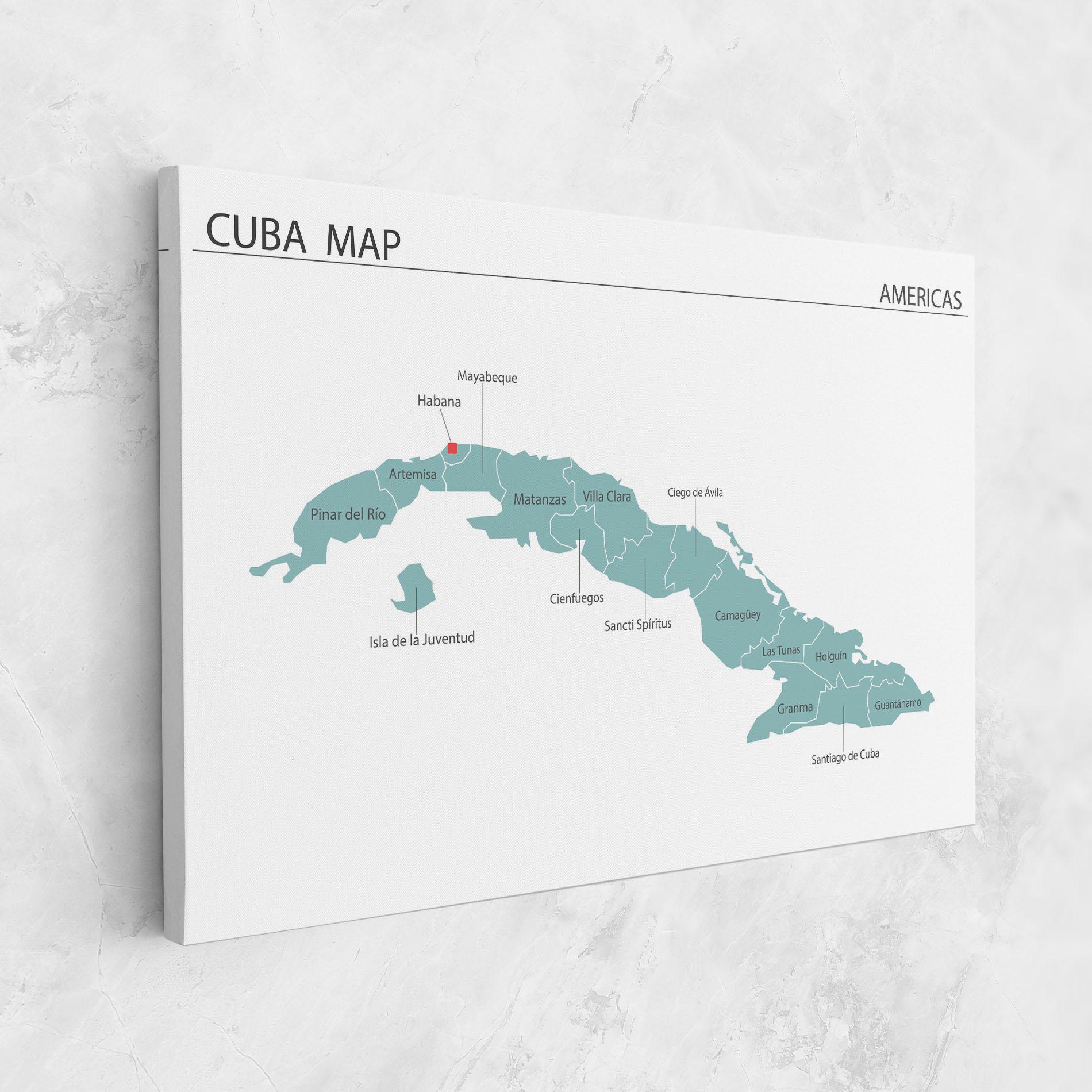 Картина на платно Cuba Map mockup 1