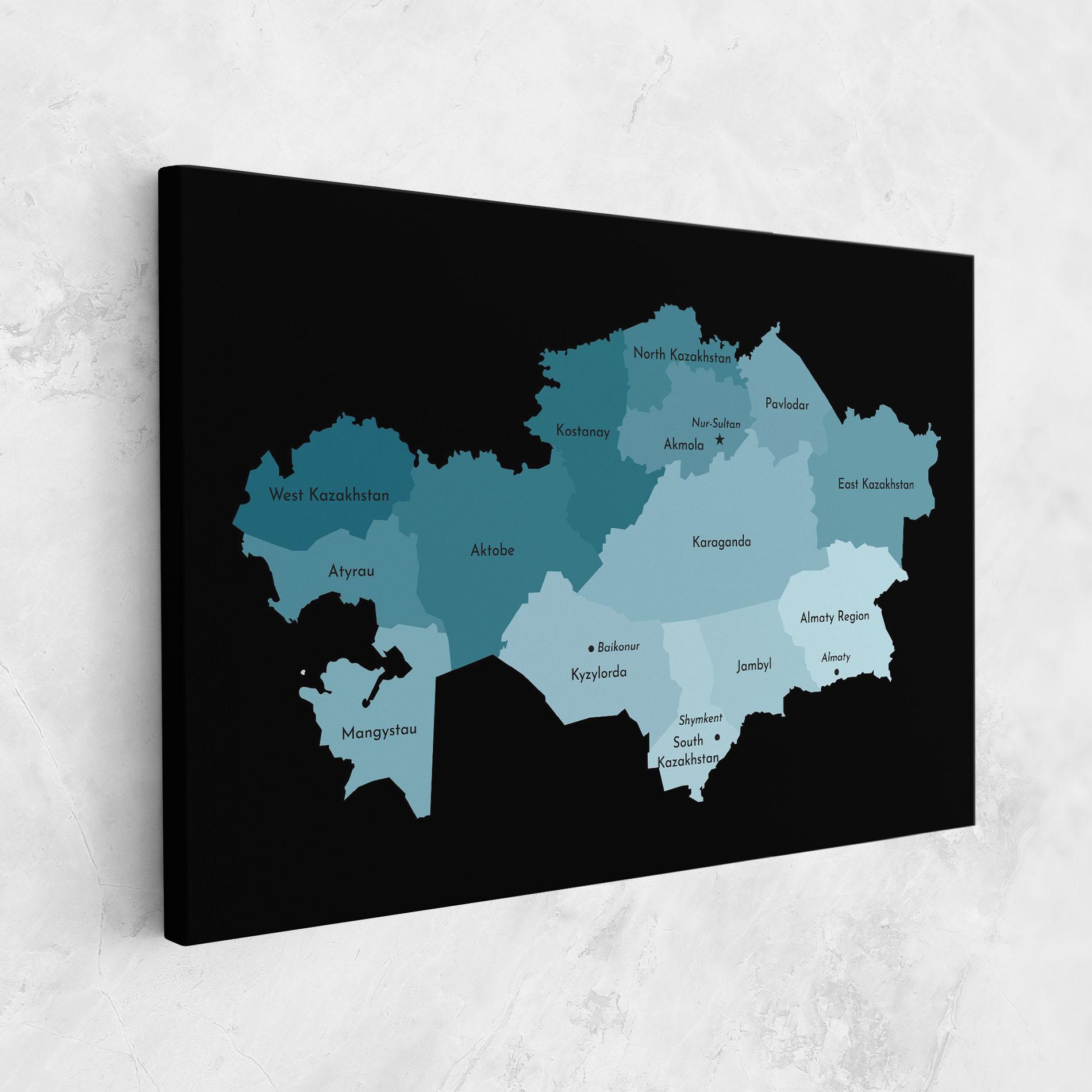 Картина на платно Kazahstan Blue Map mockup 1