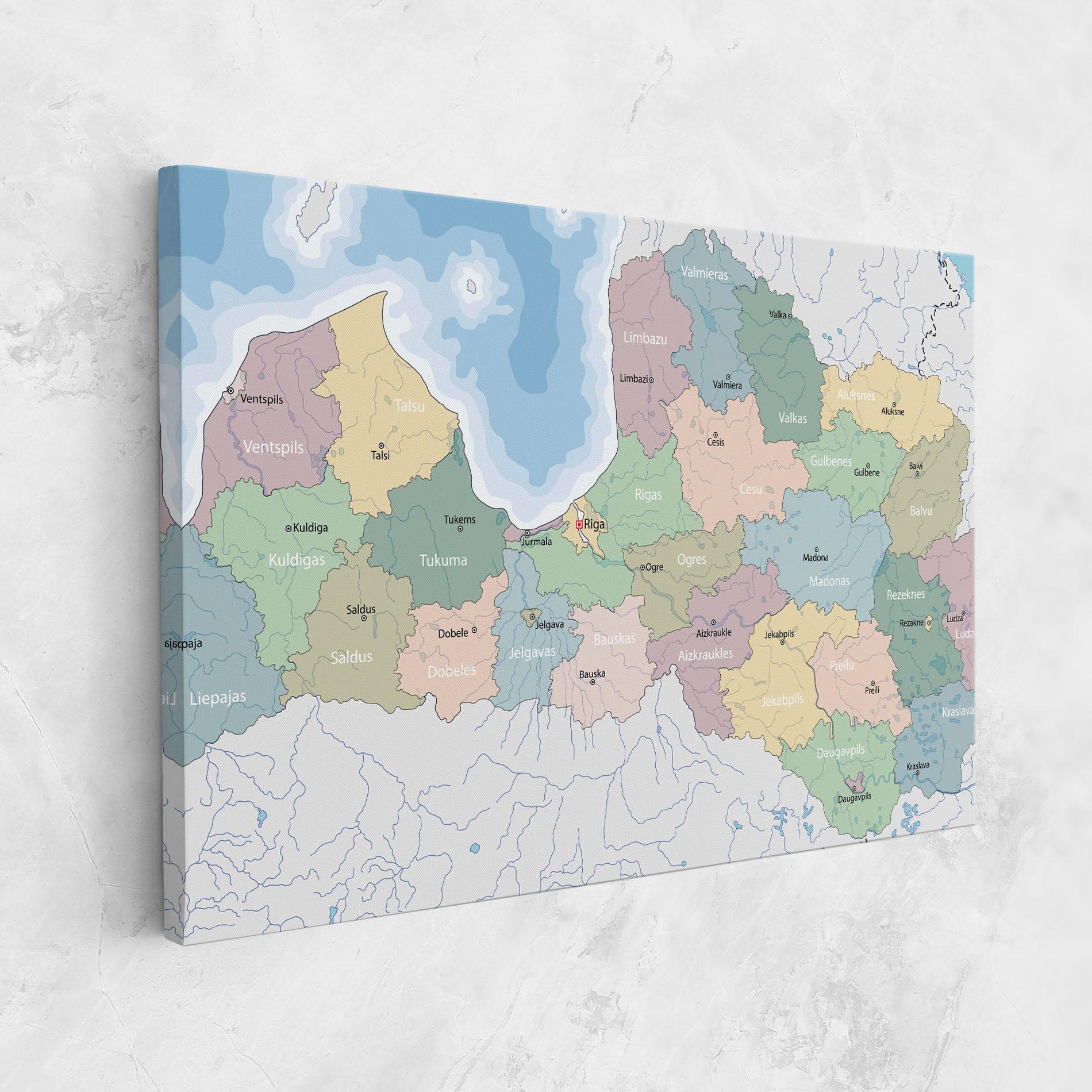 Картина на платно Latvia Color Map mockup 1