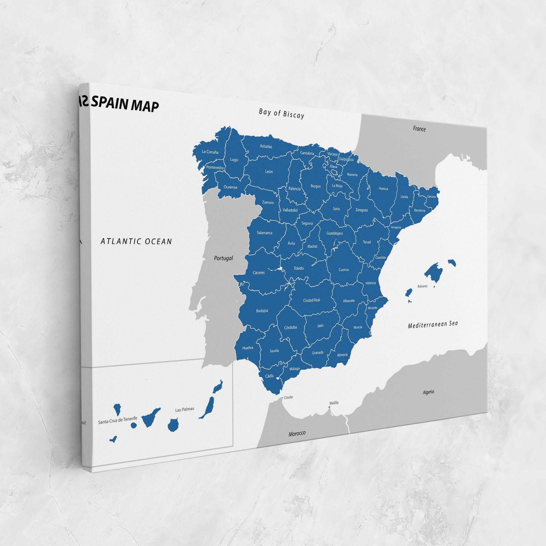 Картина на платно Spain Blue Map mockup 1