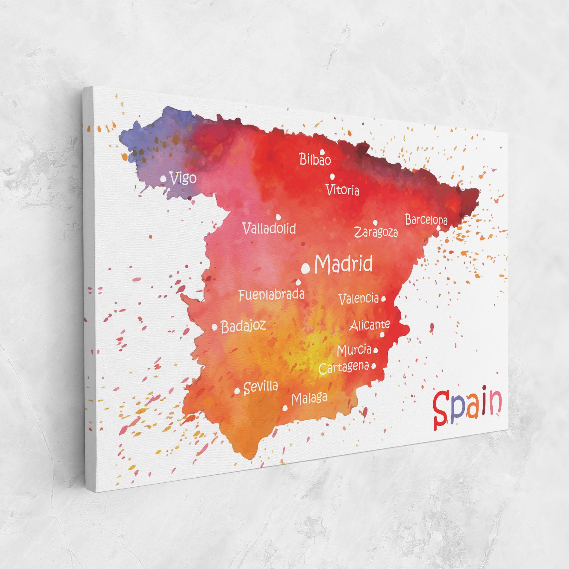 Картина на платно Spain Map mockup 1