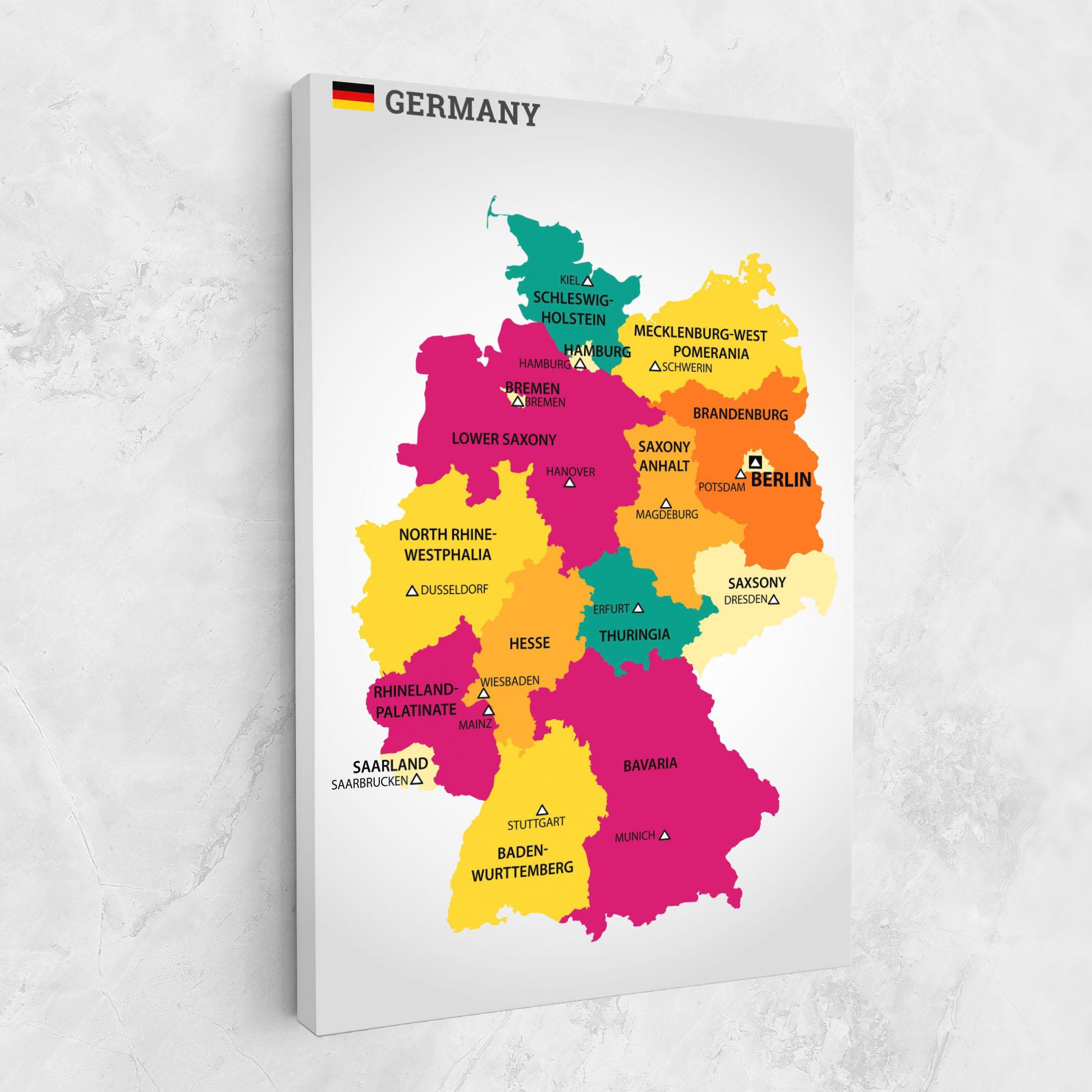 Картина на платно Germany Color Map mockup 1