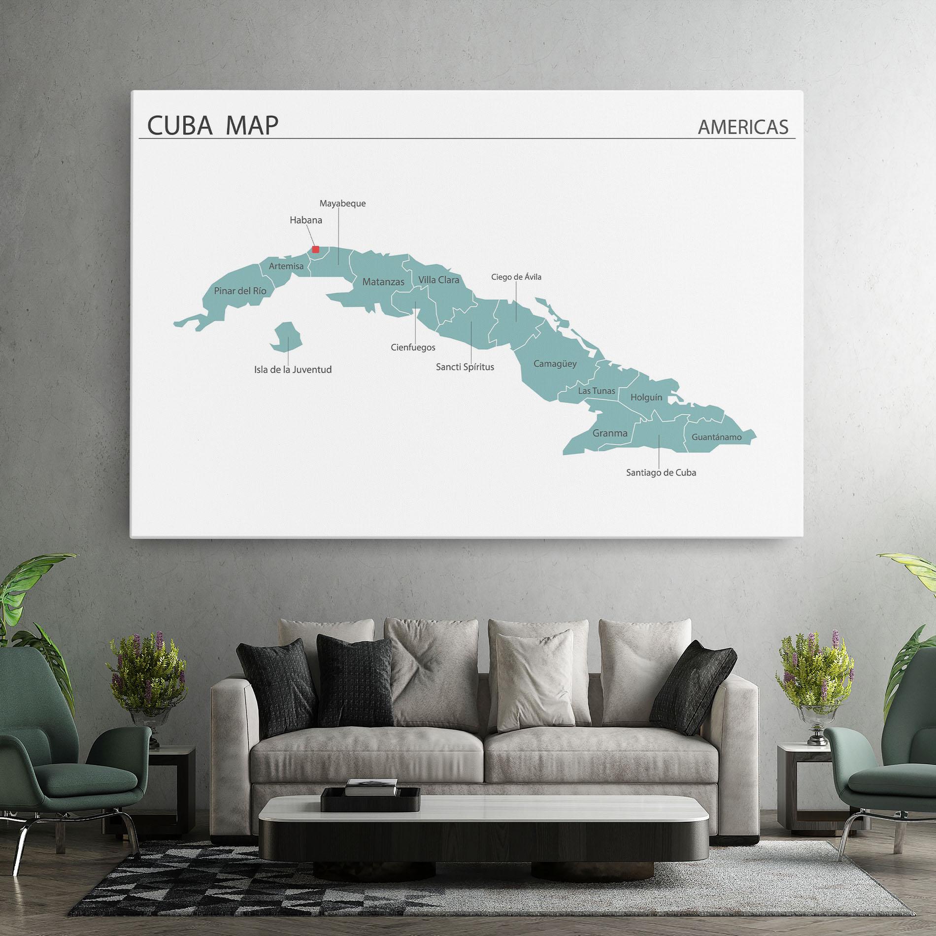 Картина на платно Cuba Map mockup 7