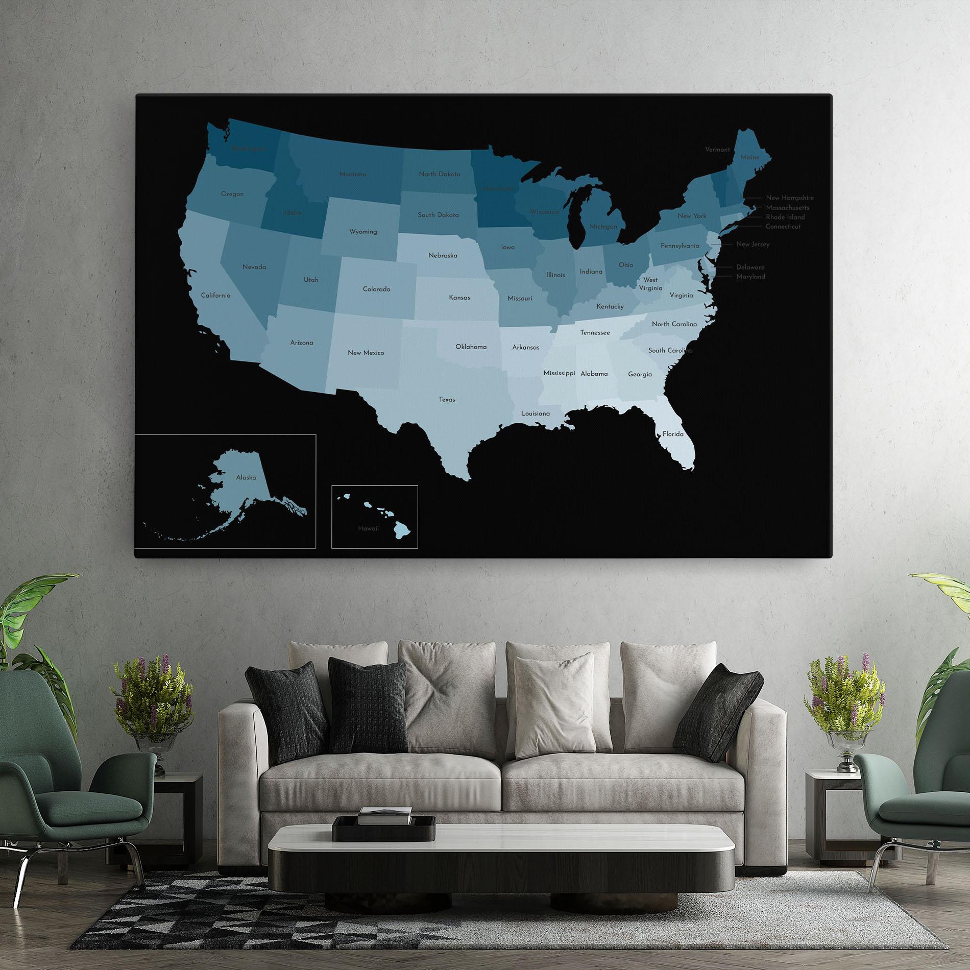 Картина на платно Sua Blue Map mockup 7