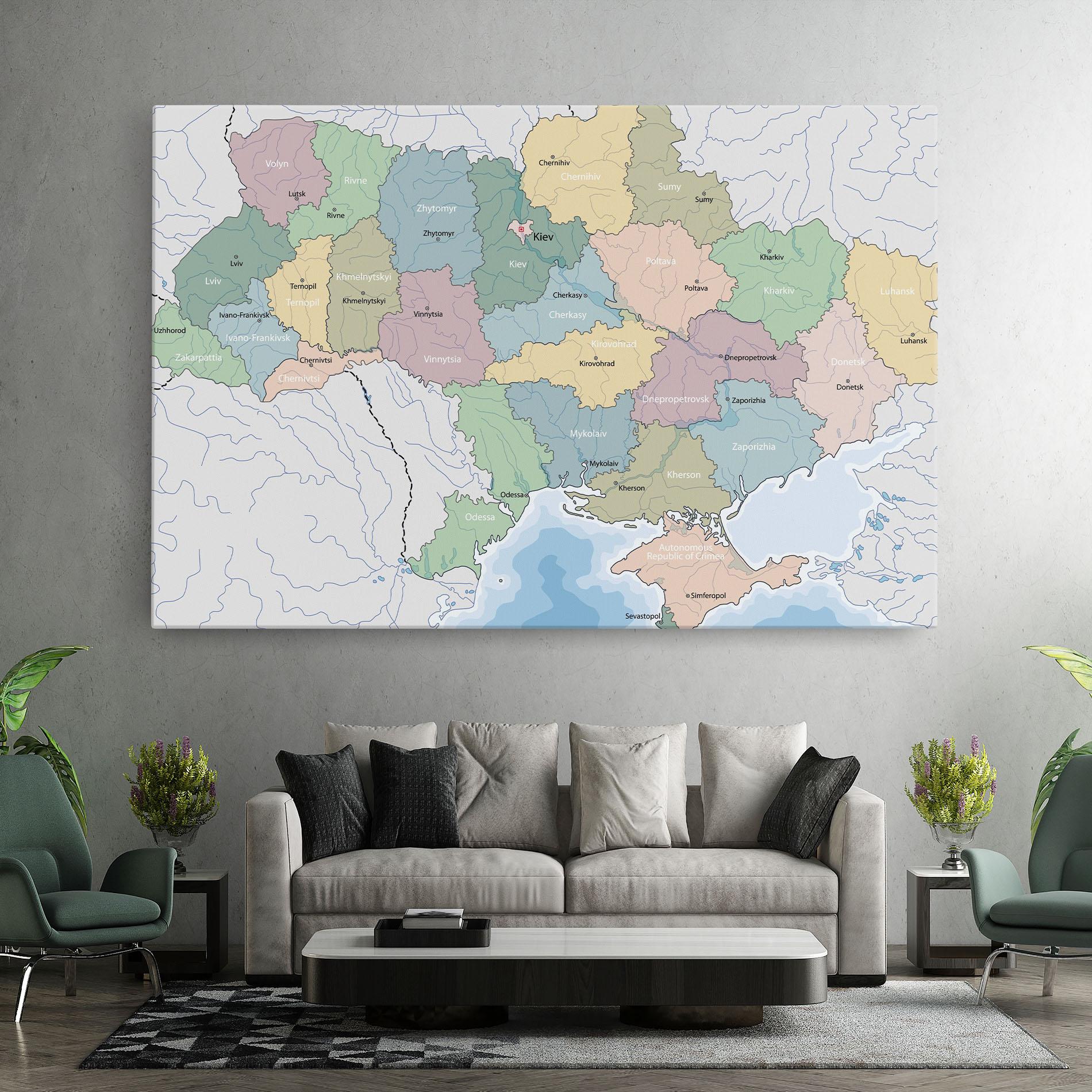 Картина на платно Ukraine Map mockup 7